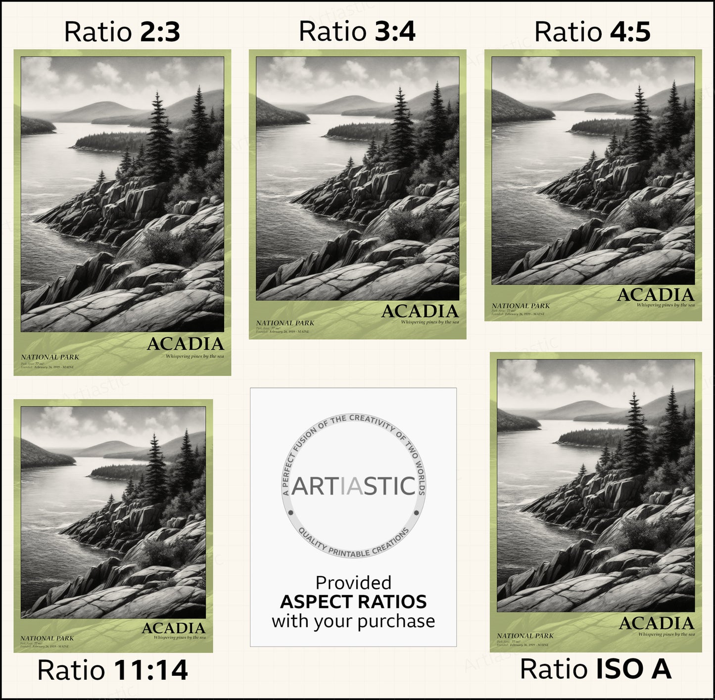 acadia national park poster wall art ratios