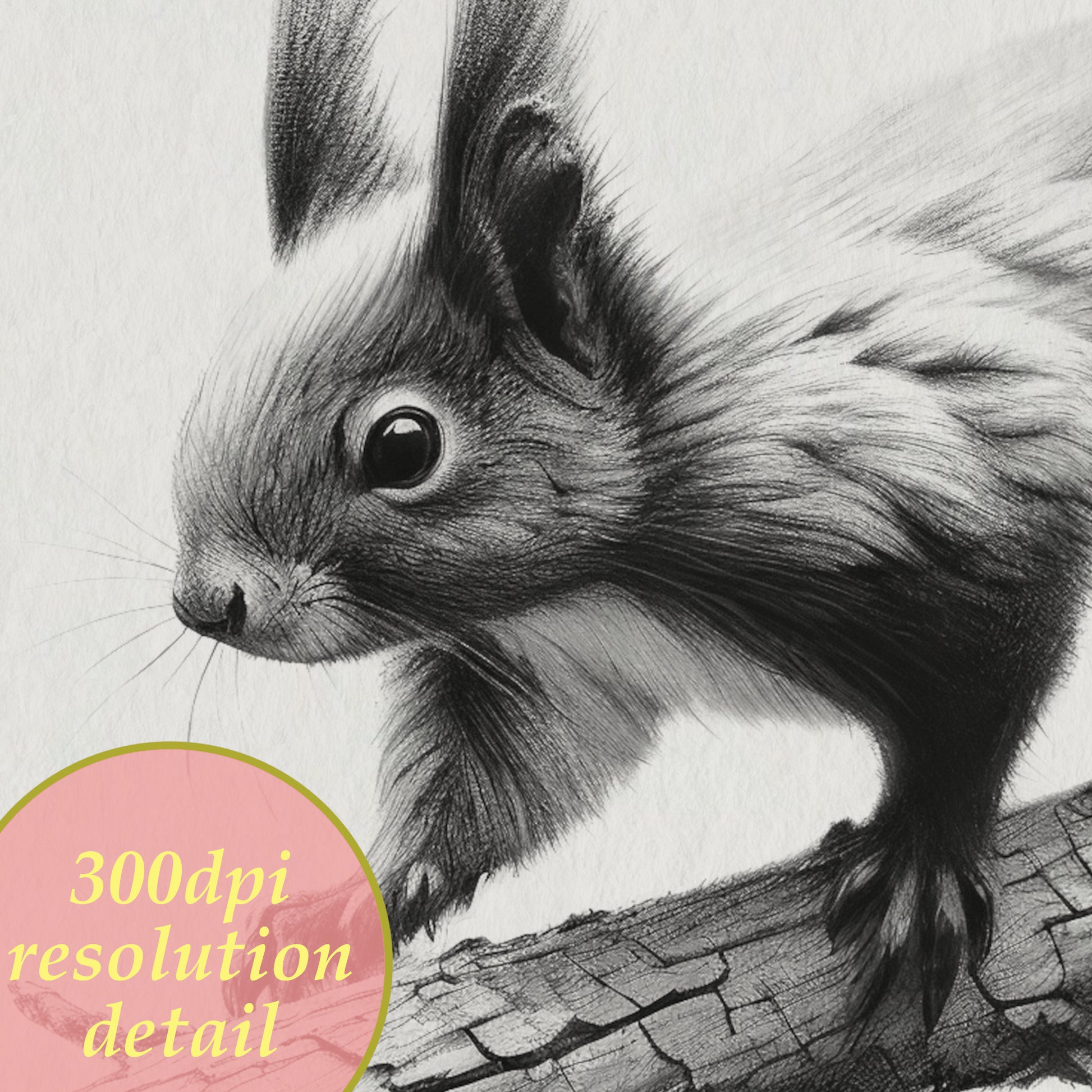 printable drawing squirrel wall art detail