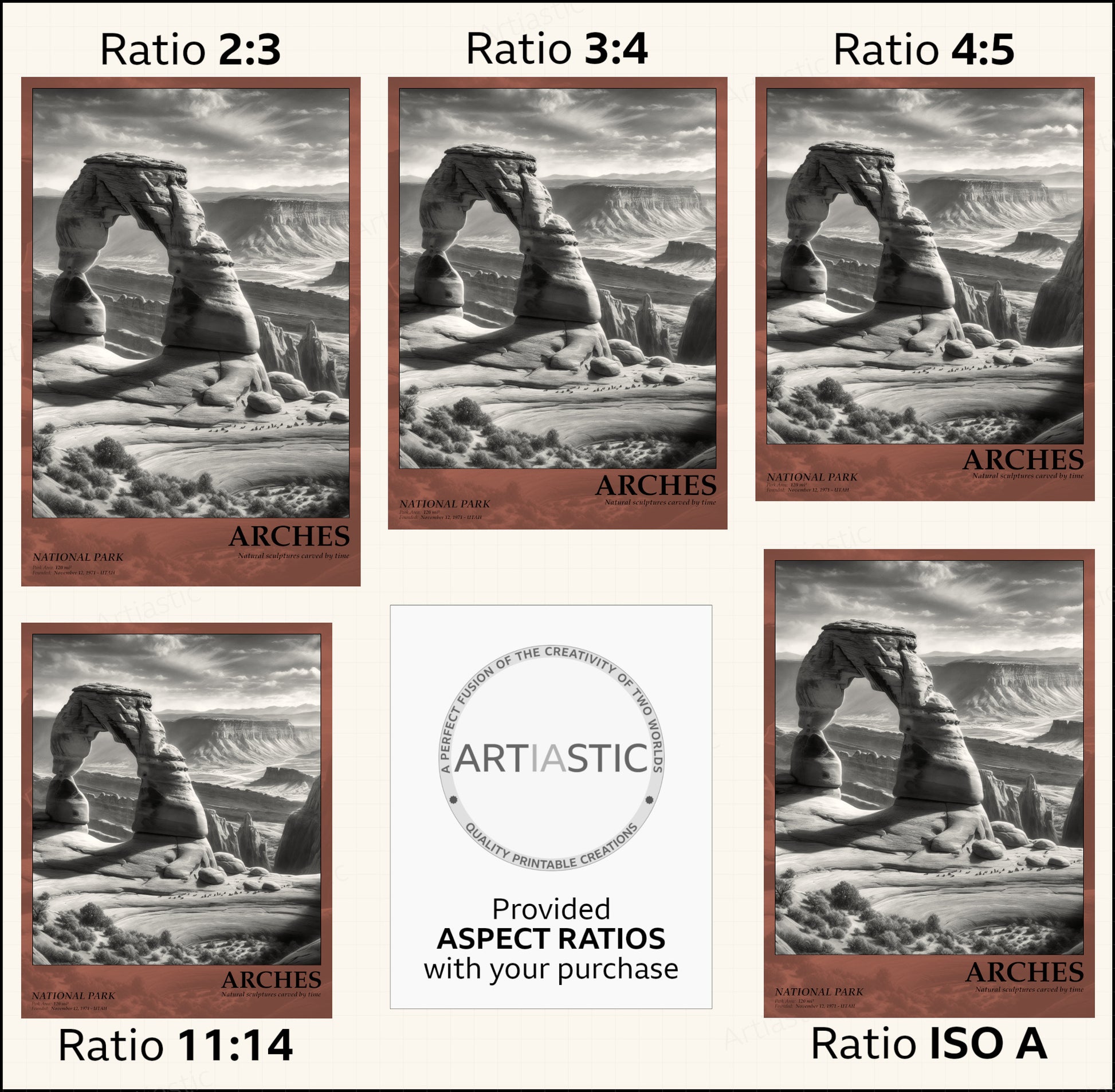 arches national park USA poster wall art ratios