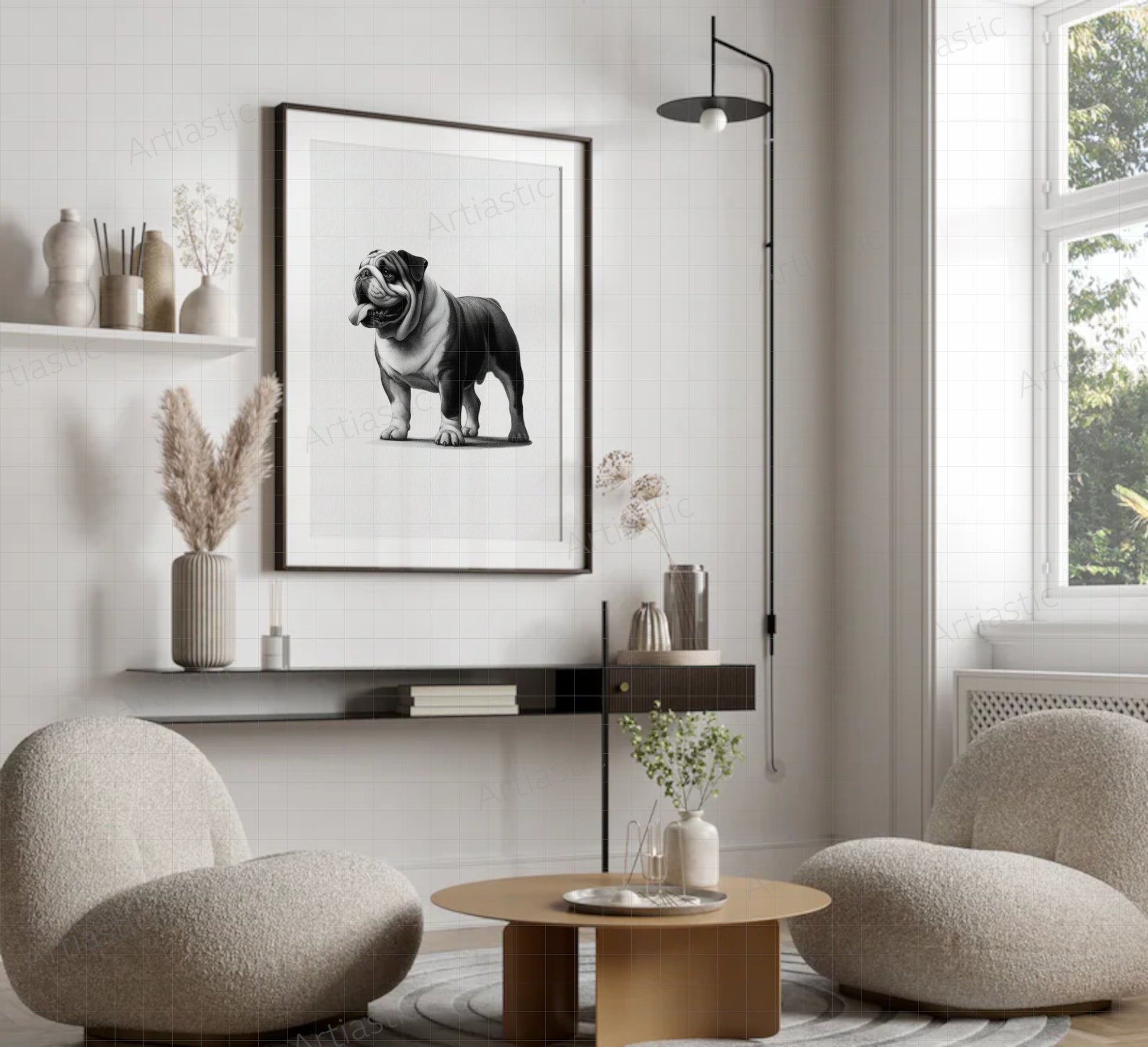 printable drawing of a bulldog decor