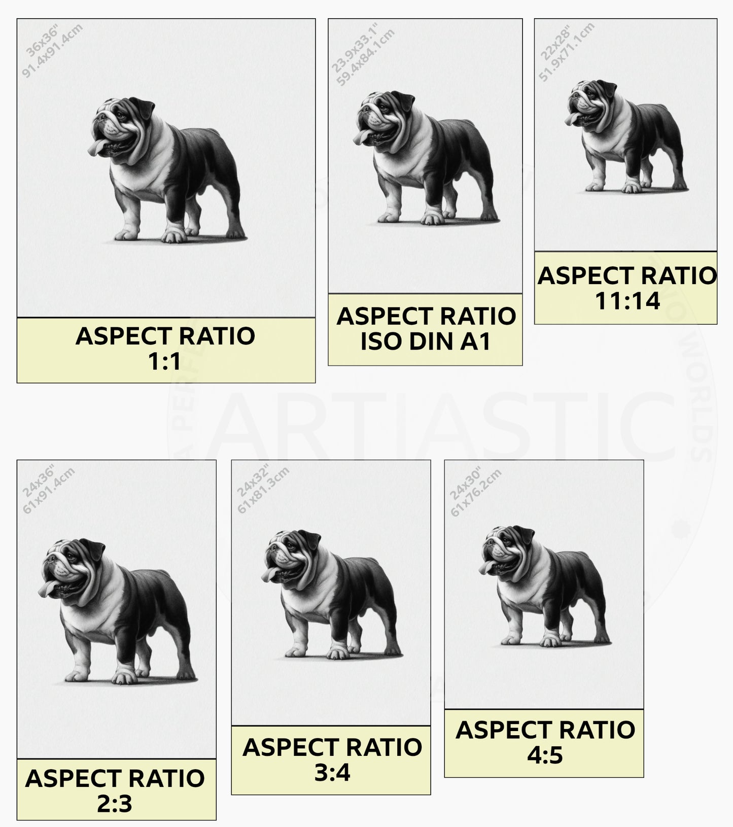 printable drawing of a bulldog ratios