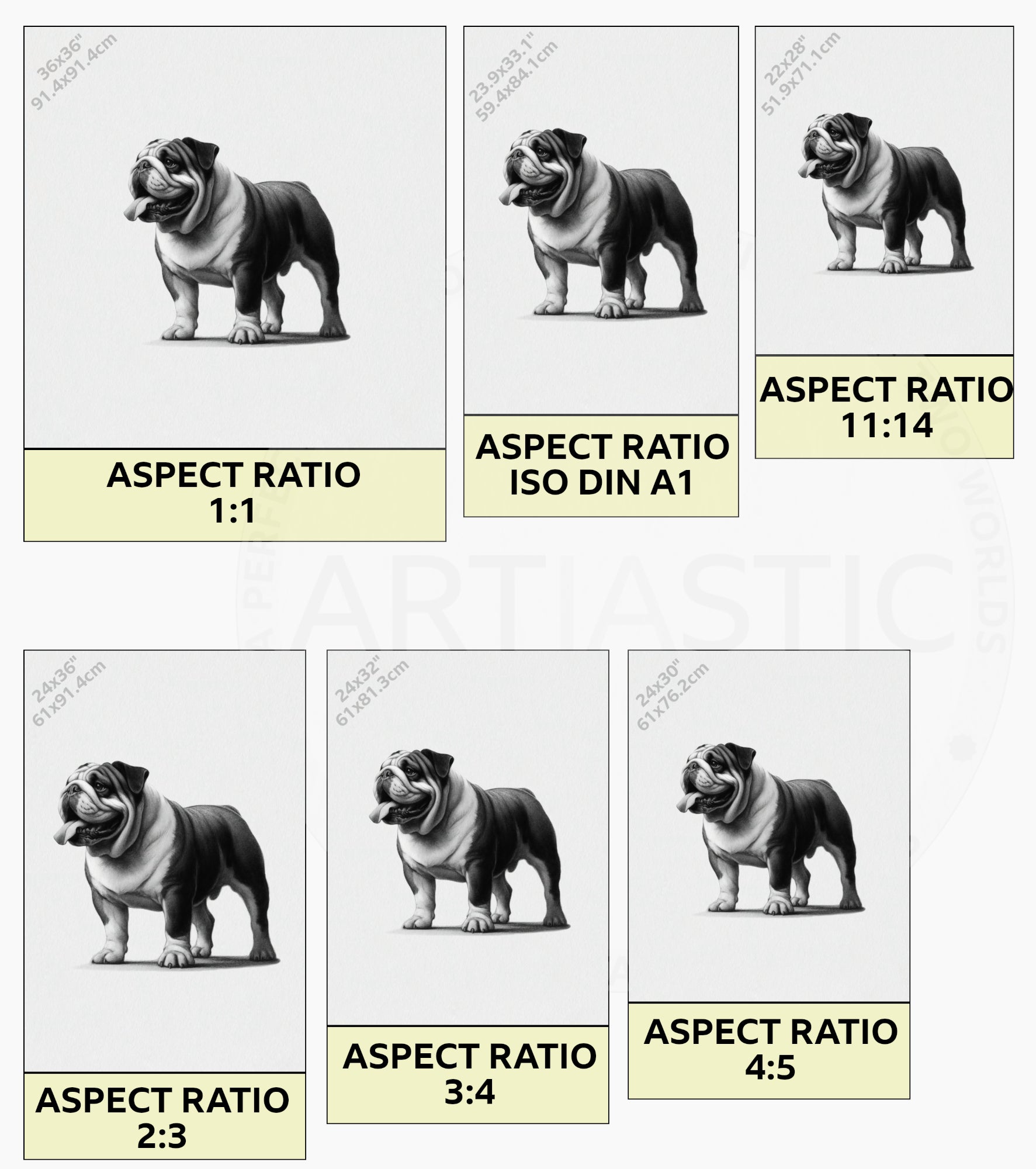 printable drawing of a bulldog ratios