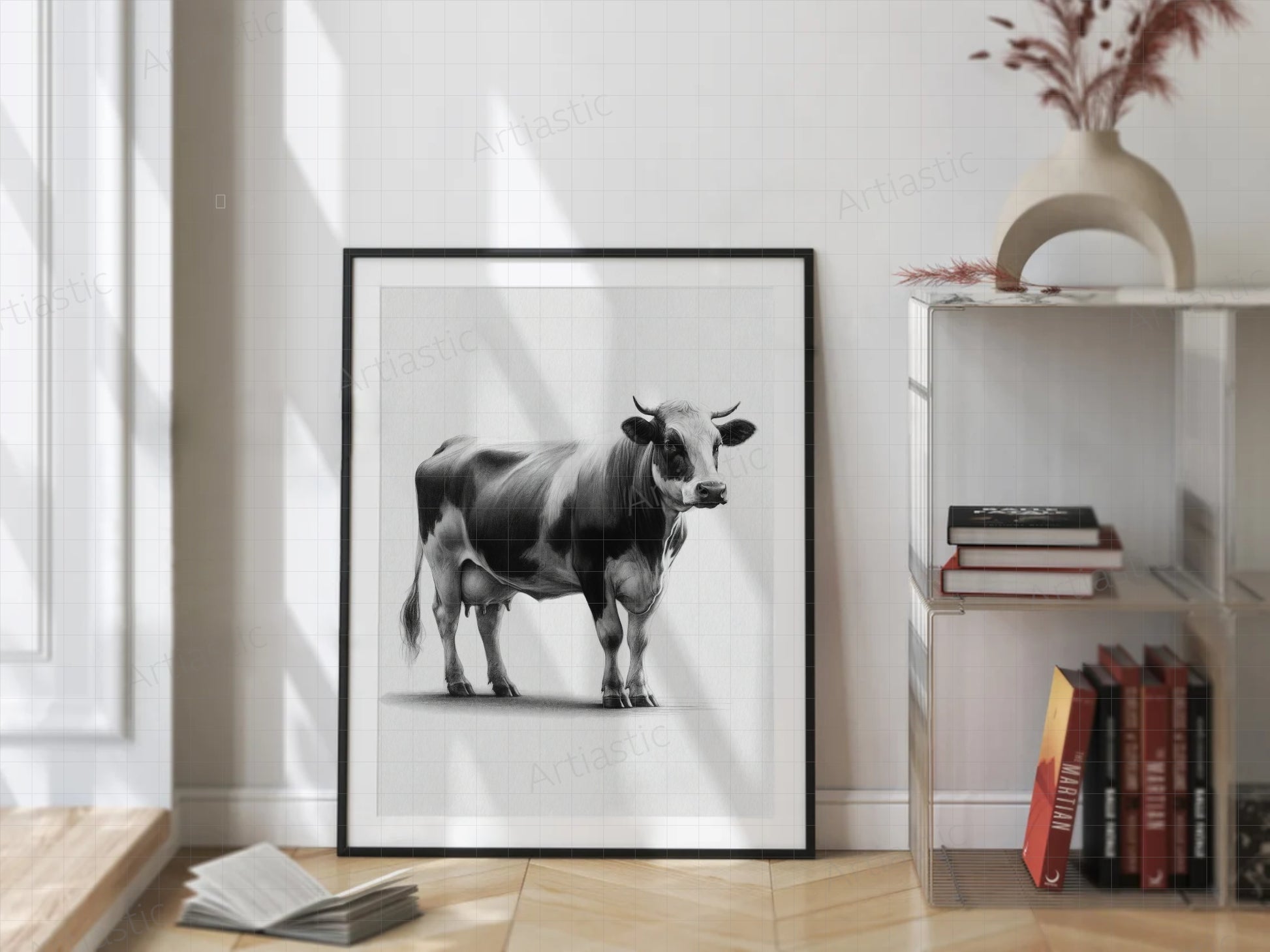 drawing cow printable wall art