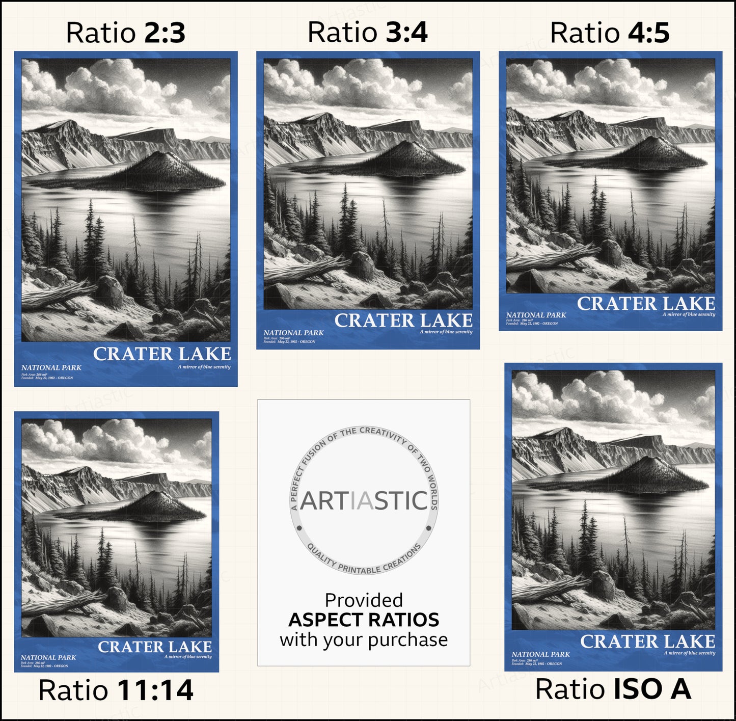 crater lake national park poster aspect ratios