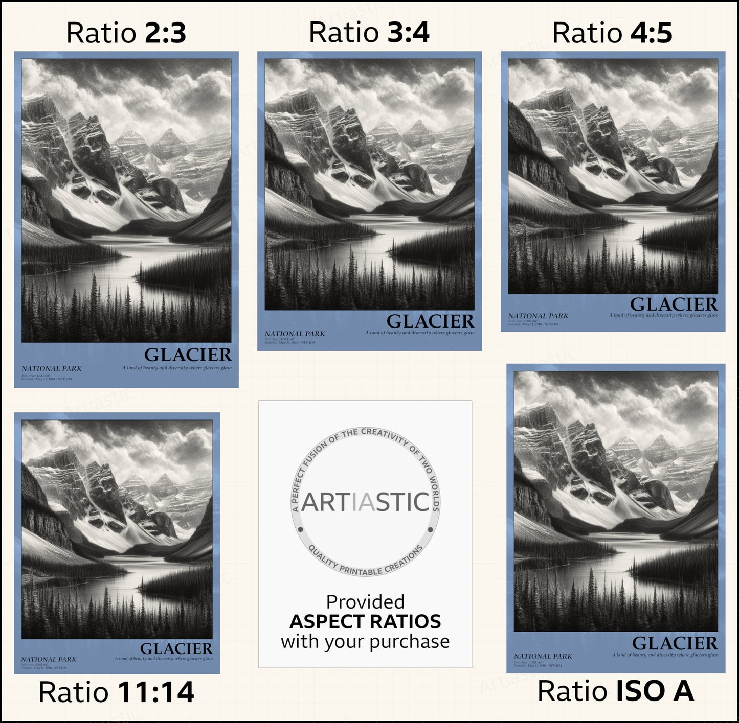 Glacier National Park poster aspect ratios