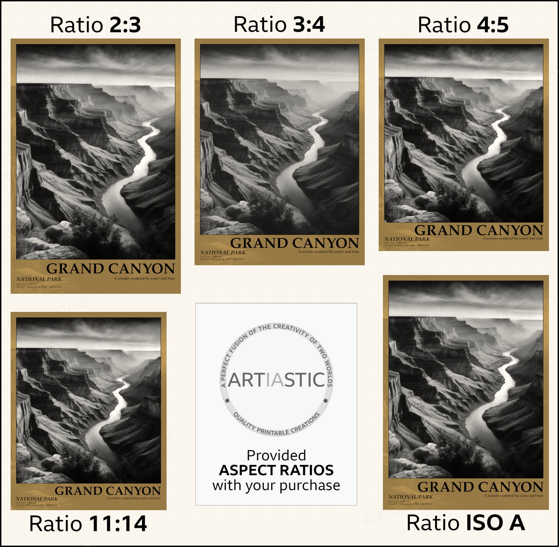 grand canyon national park digital poster ratios