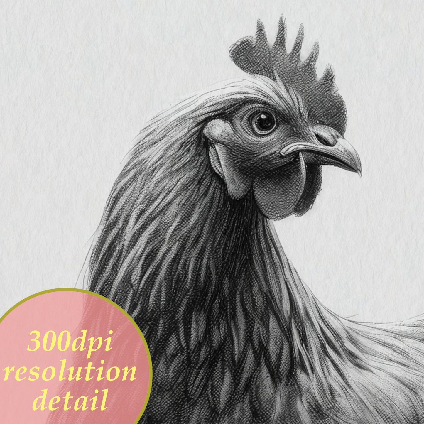 printable drawing hen 300dpi