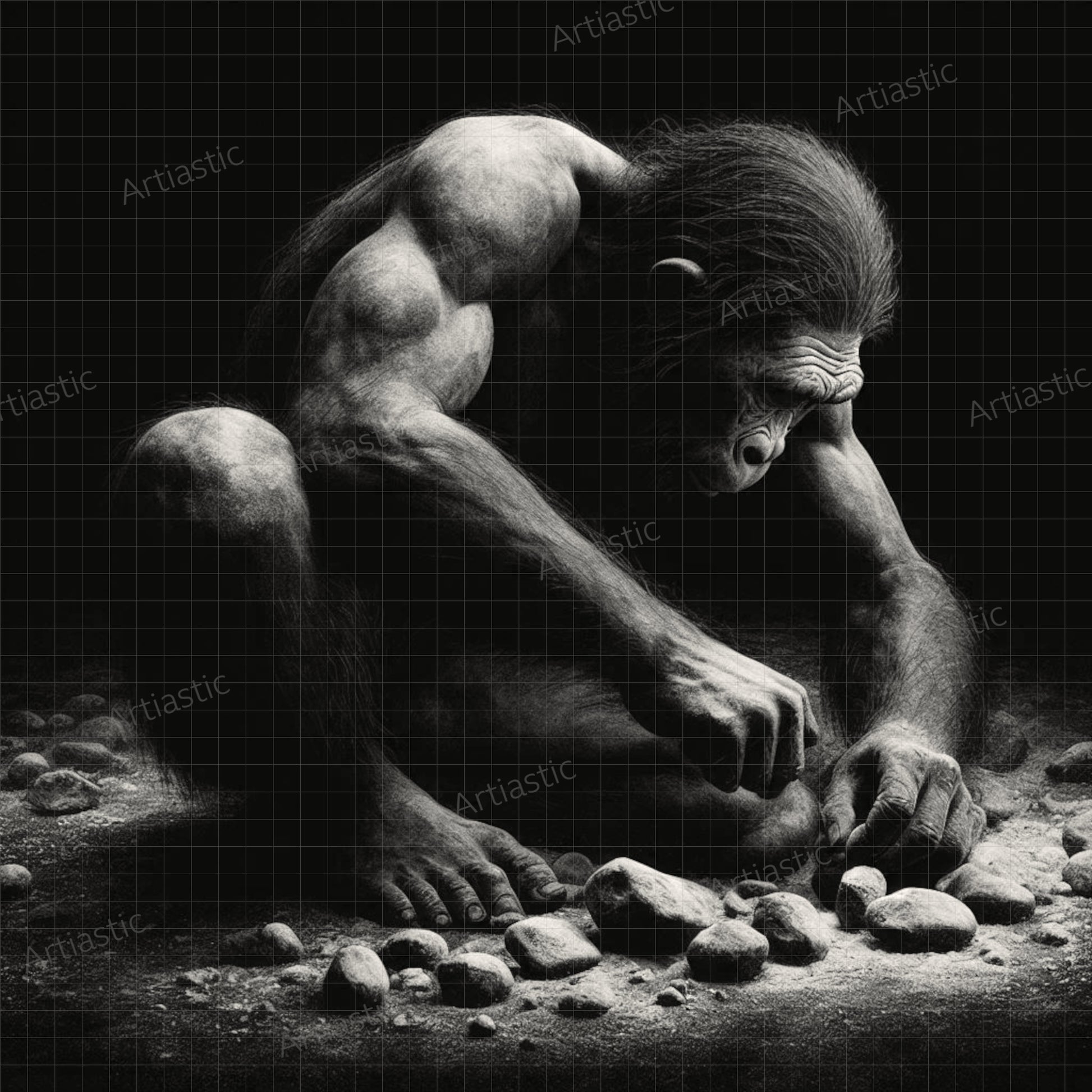 illustration of an Homo Habilis by Artiastic