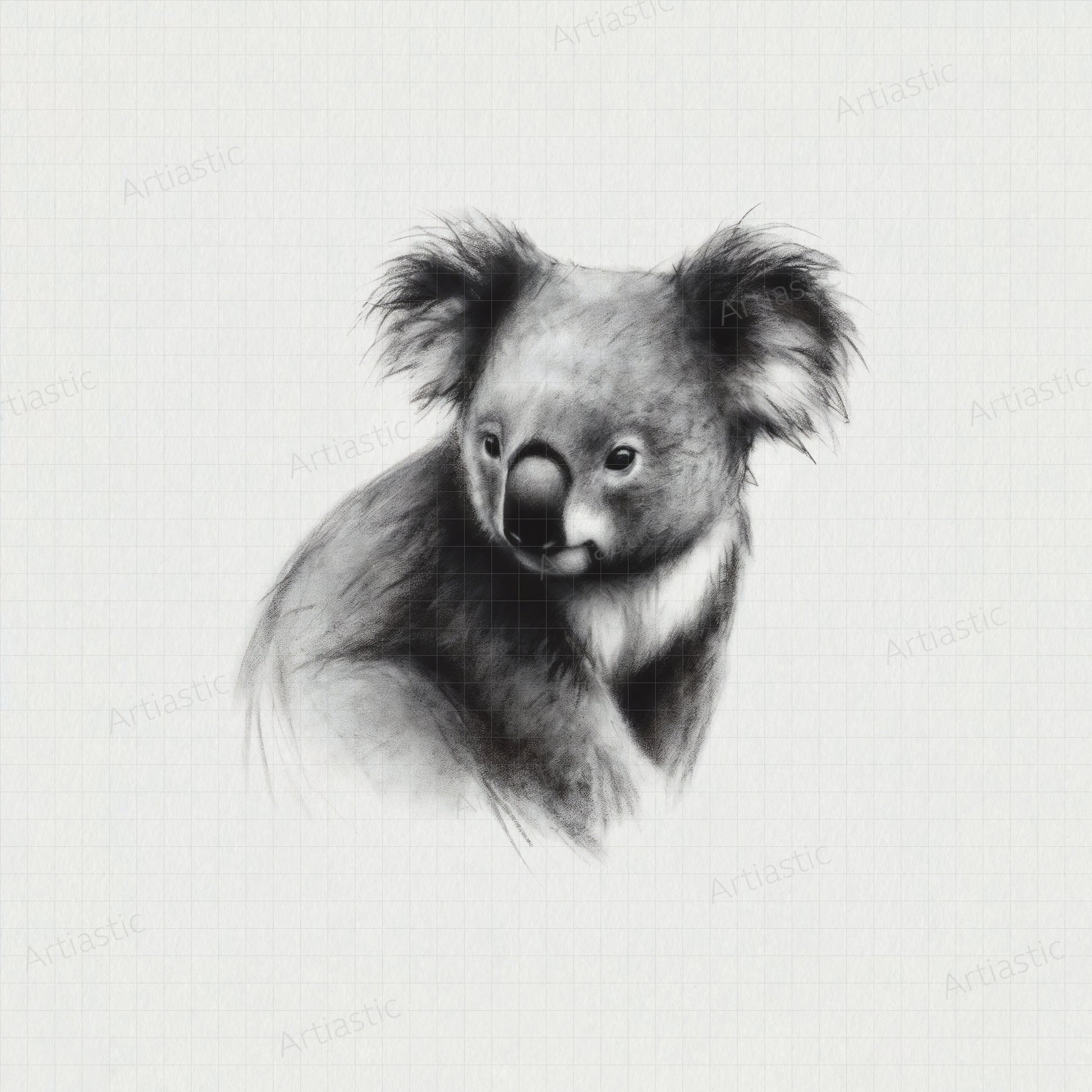 Australia wildlife art koala charcoal drawing