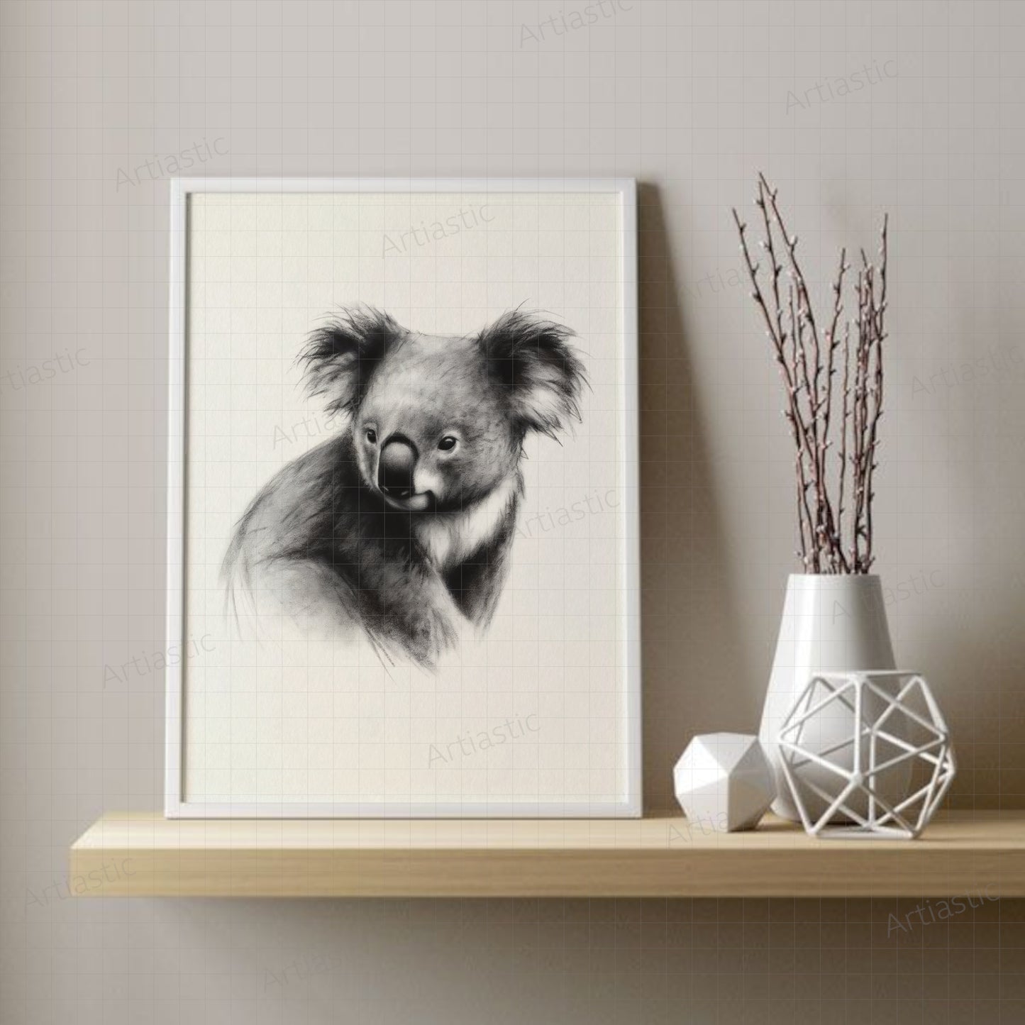 dibujo carboncillo koala fauna australia