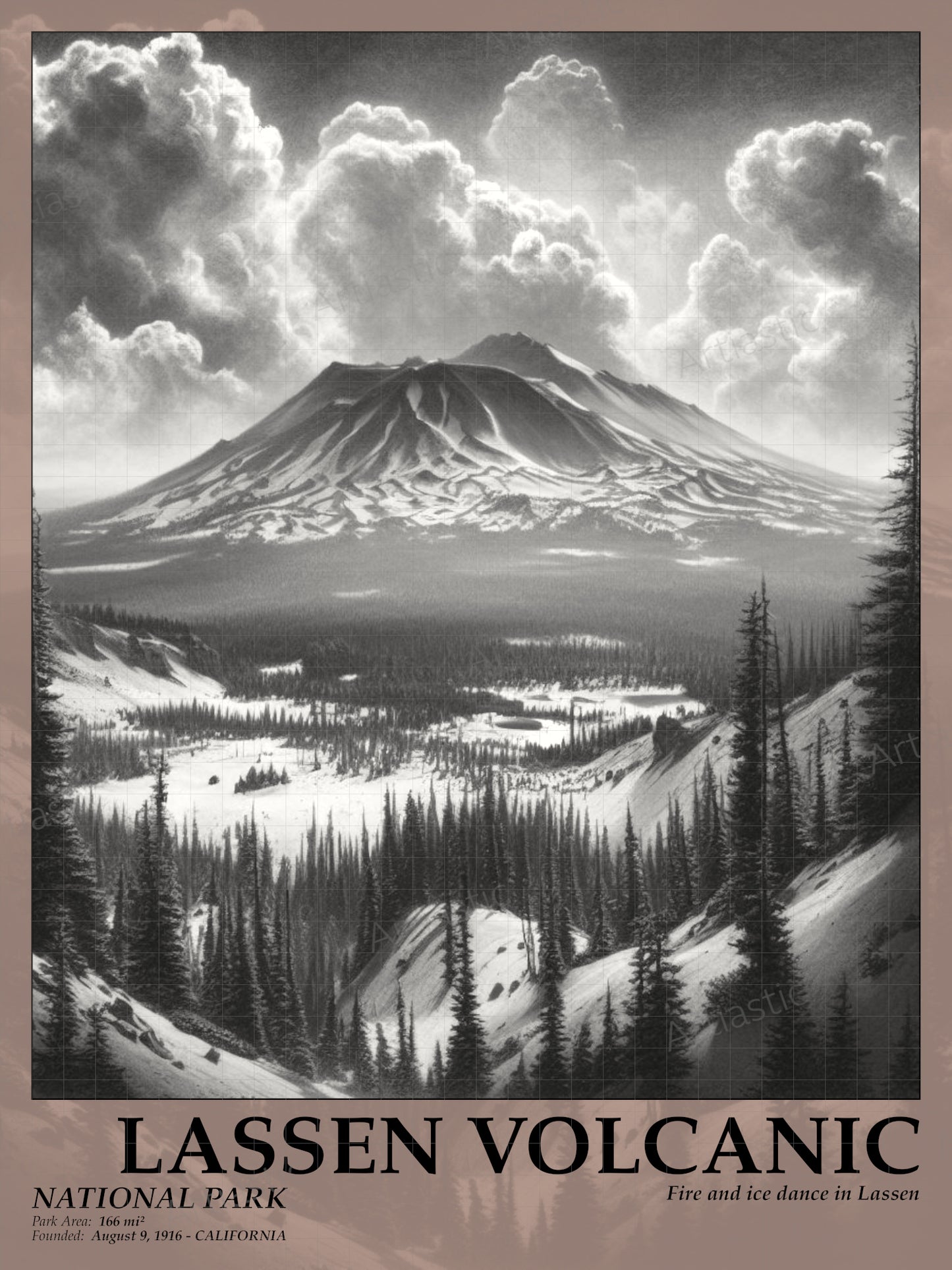 lassen volcanic national park poster