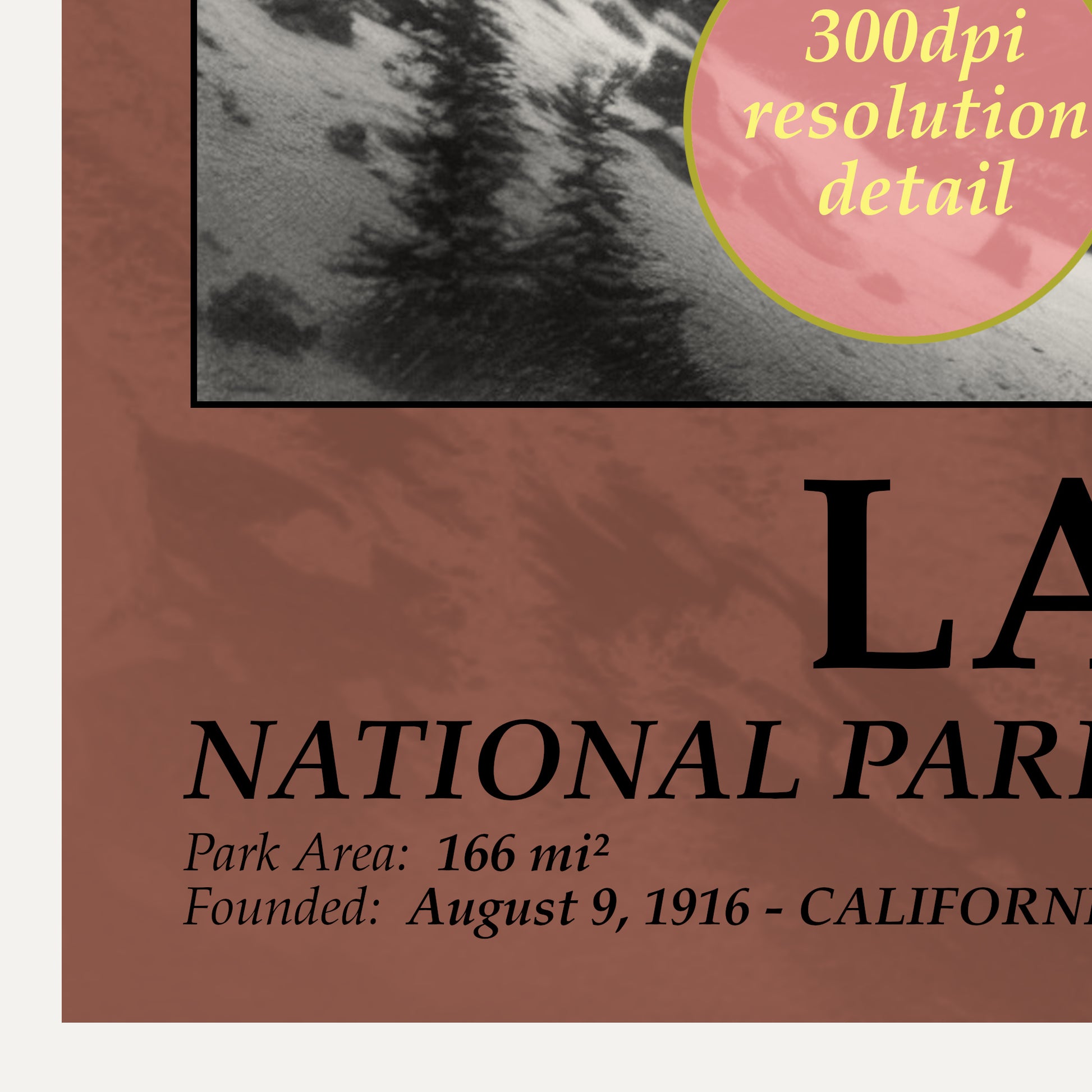 lassen volcanic national park poster wall art detail