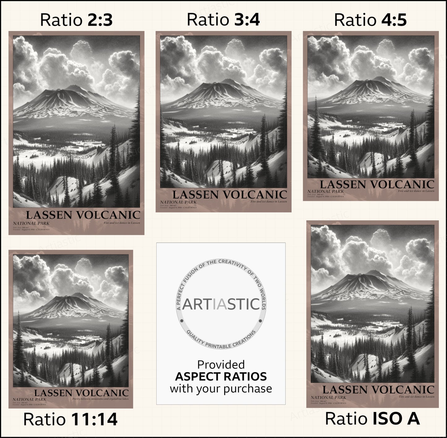 lassen volcanic national park poster aspect ratios