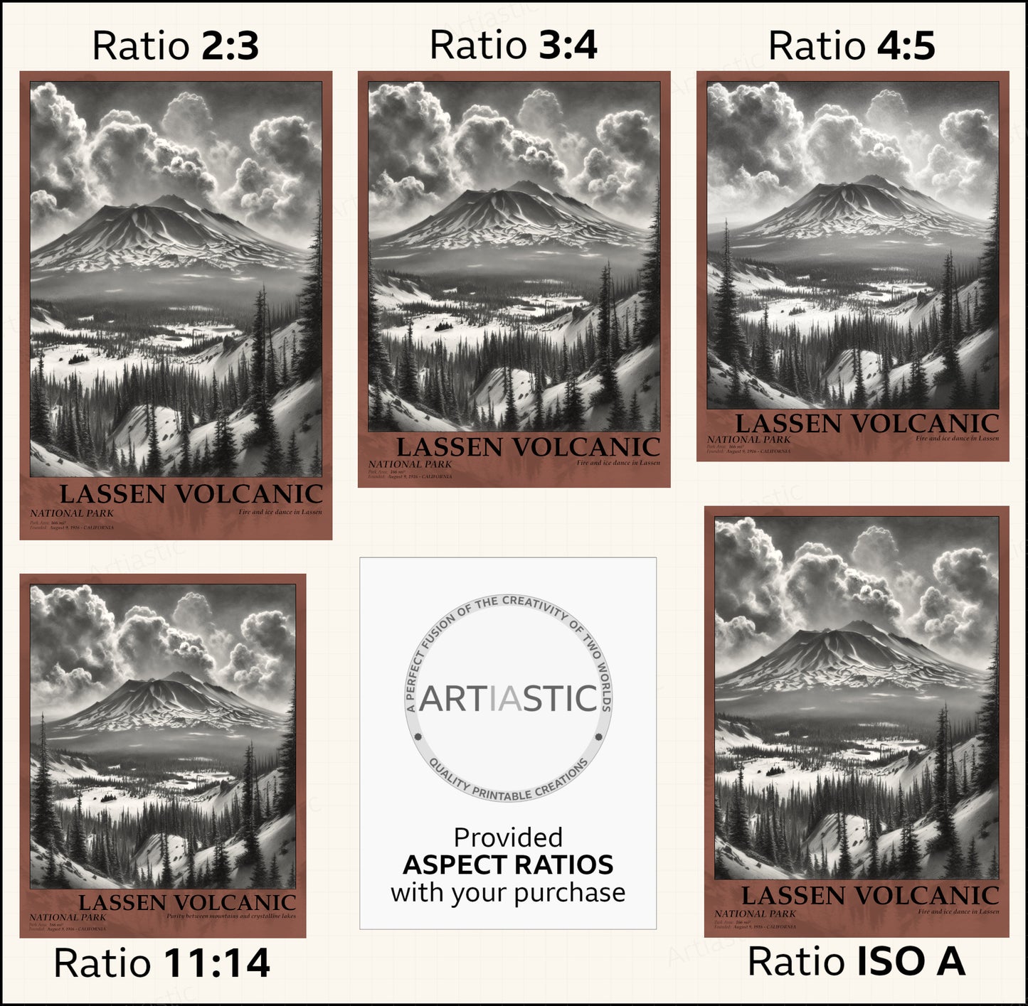 lassen volcanic national park poster wall art ratios