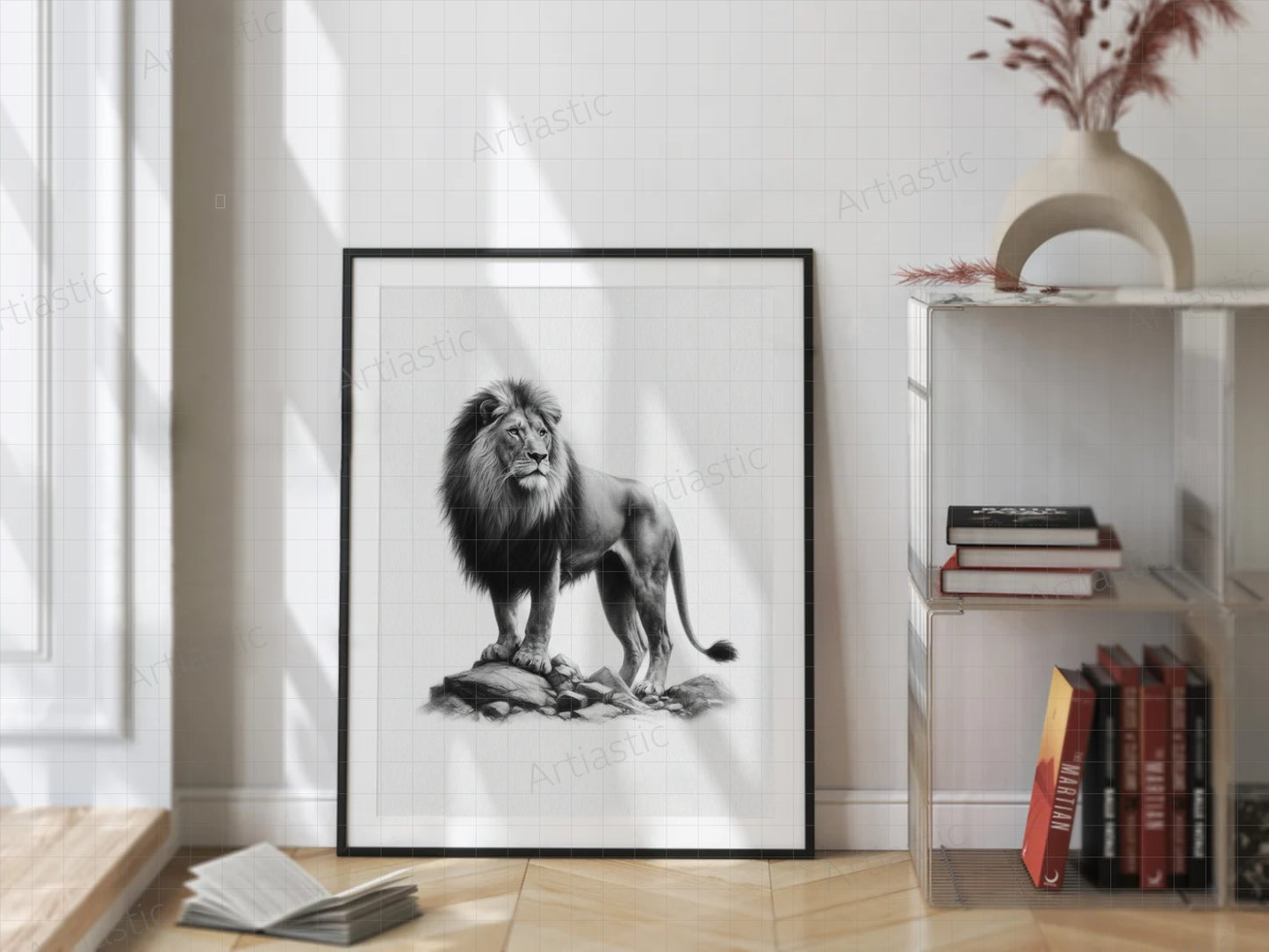 printable drawing of a lion wall art