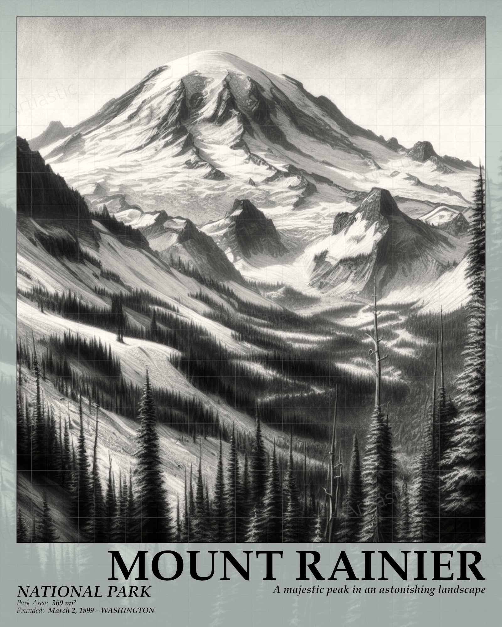 mount rainier national park poster