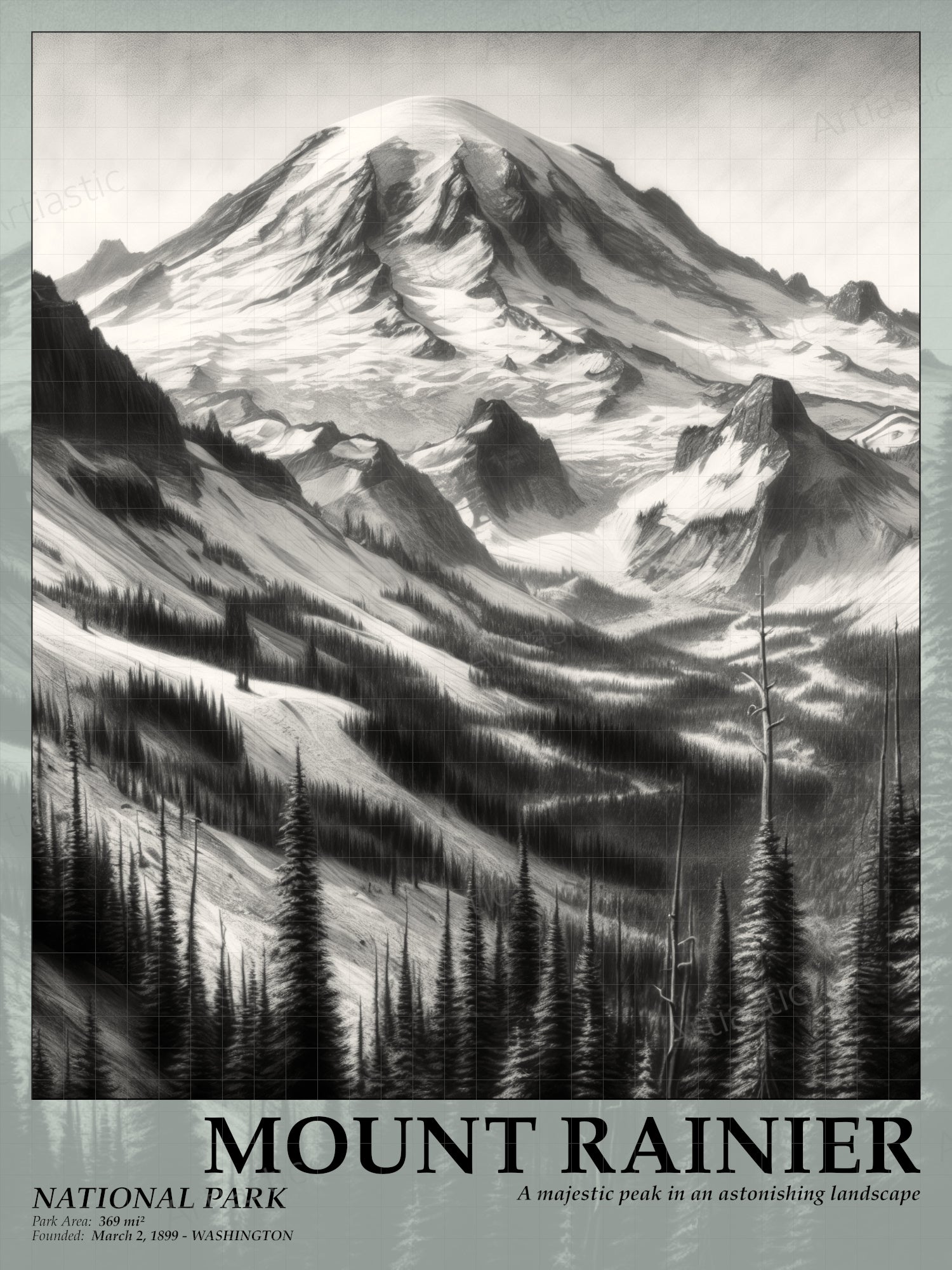 mount rainier national park poster 