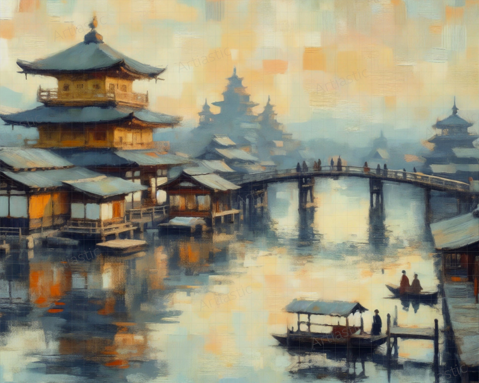 Old town of Tokio impresionist digital artwork