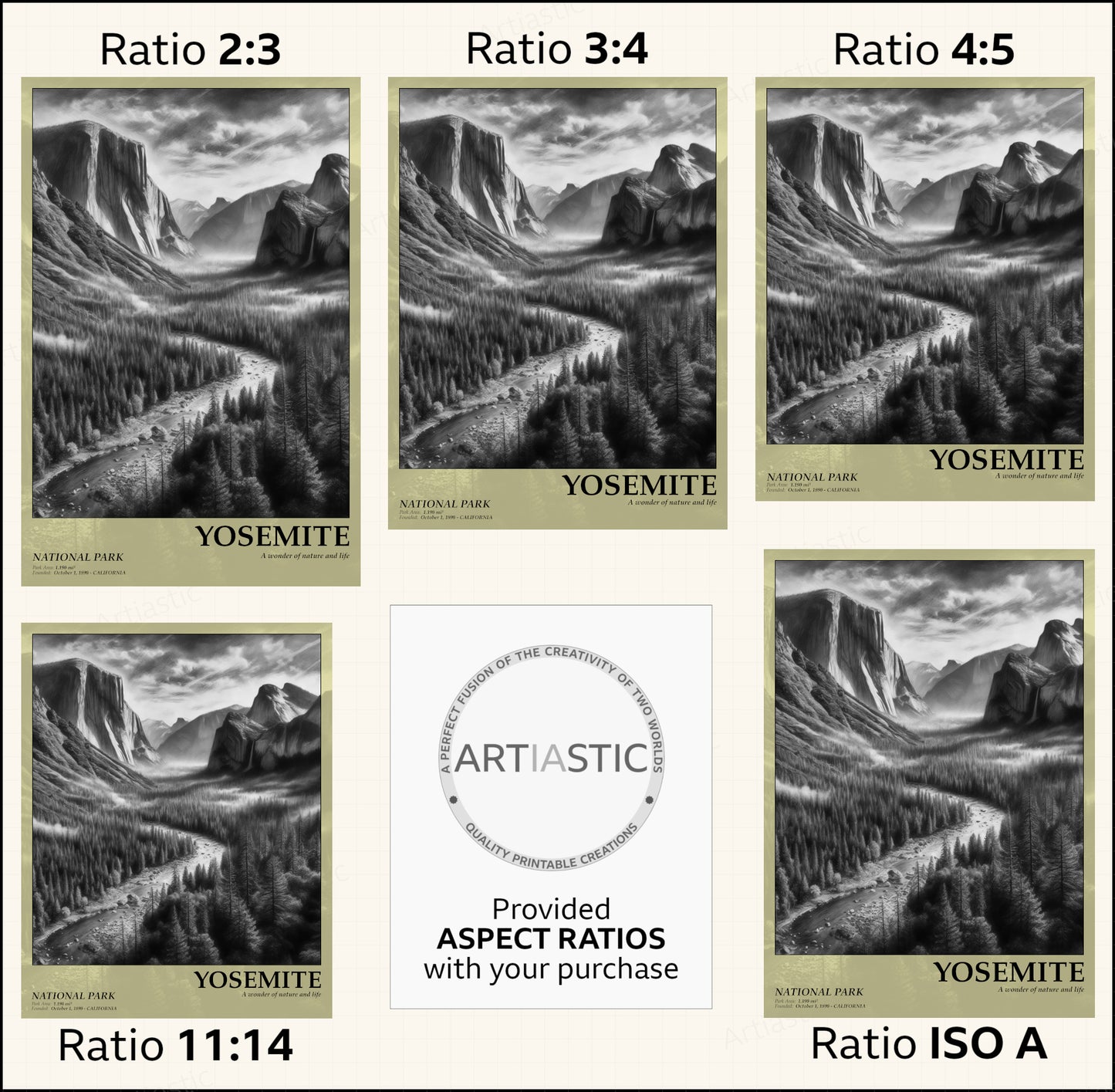 yosemite national park poster ratios