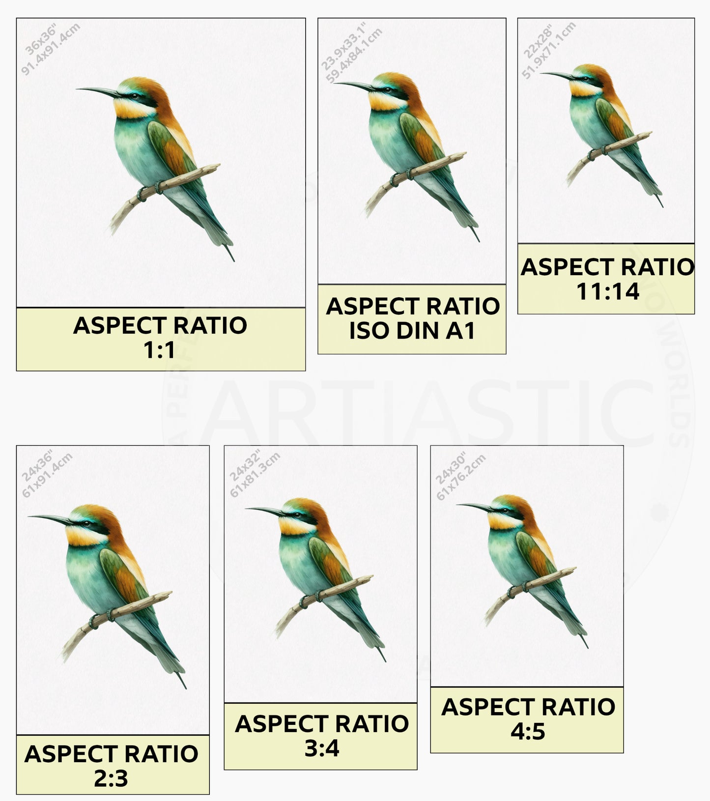 Bee eater watercolor digitalal print & framed artwork