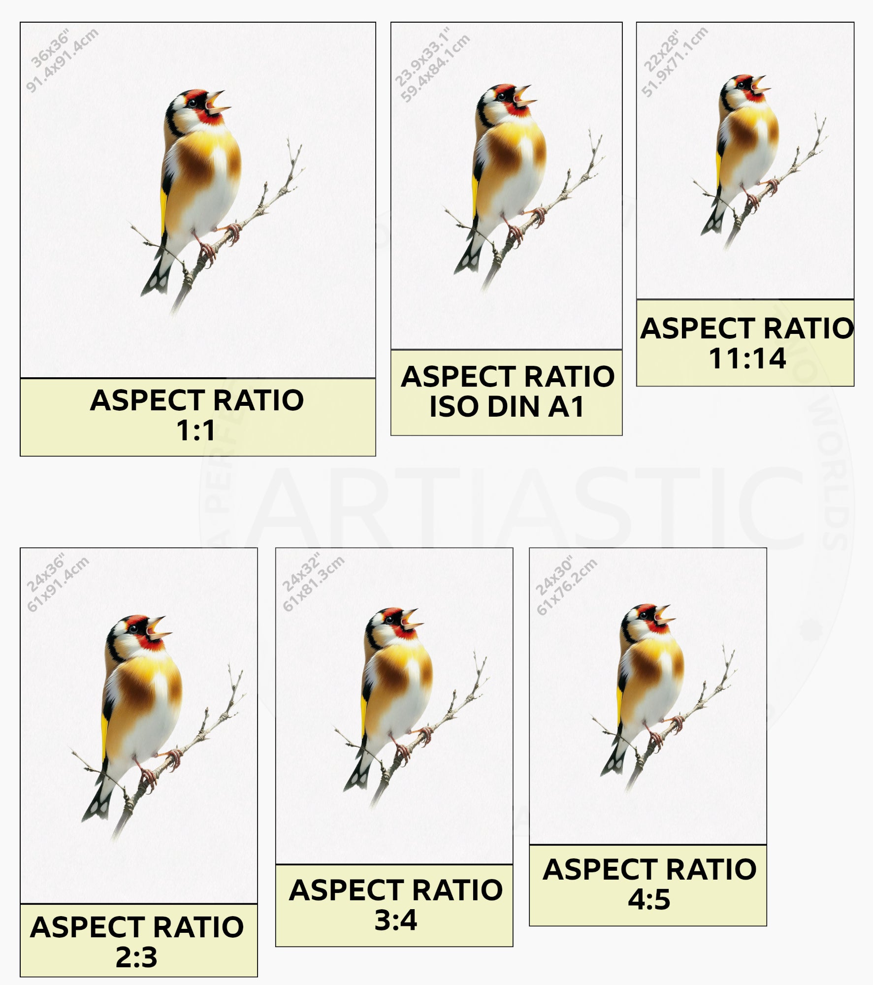 Goldfinch watercolor digitalal print & framed artwork