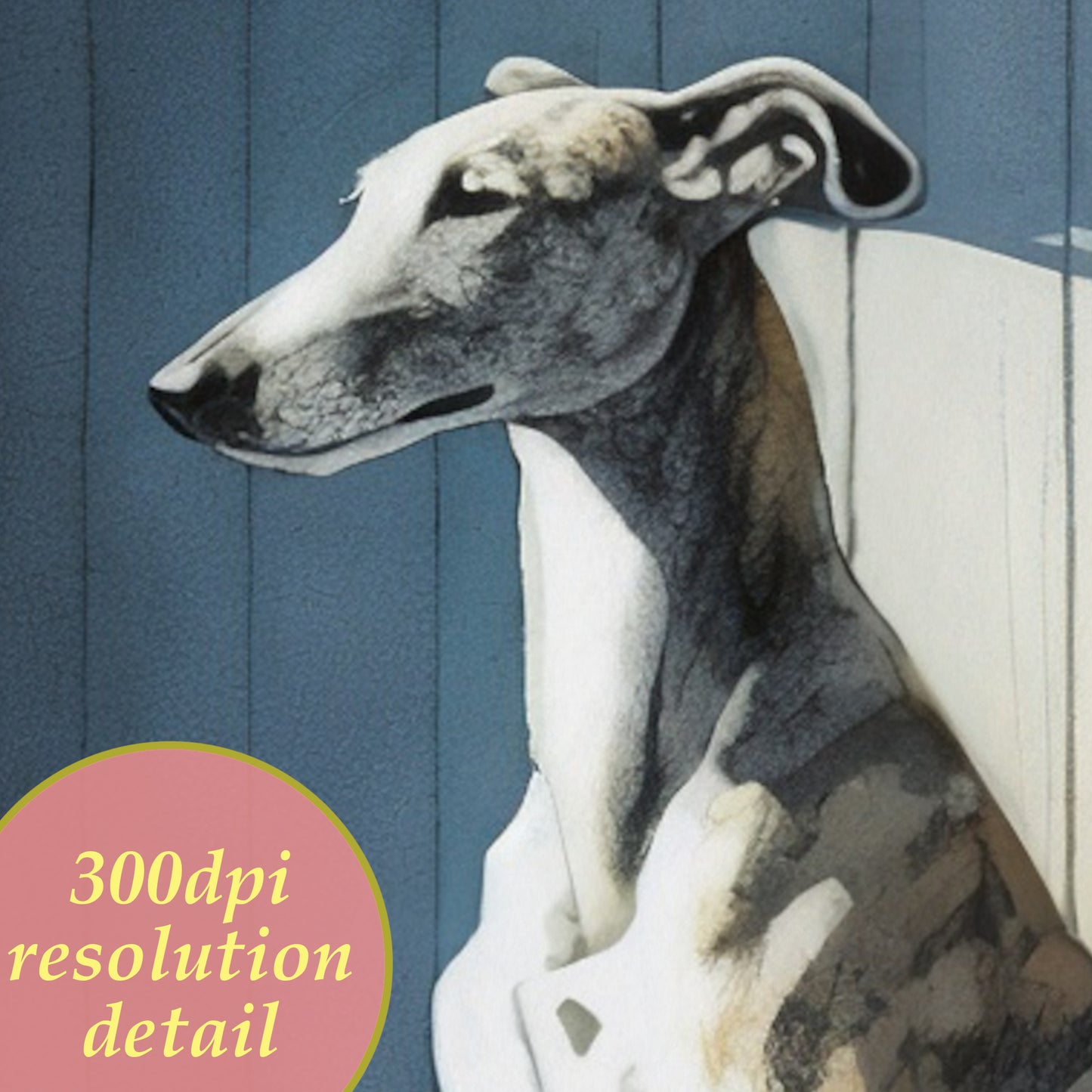 greyhound digital watercolor wall art detail