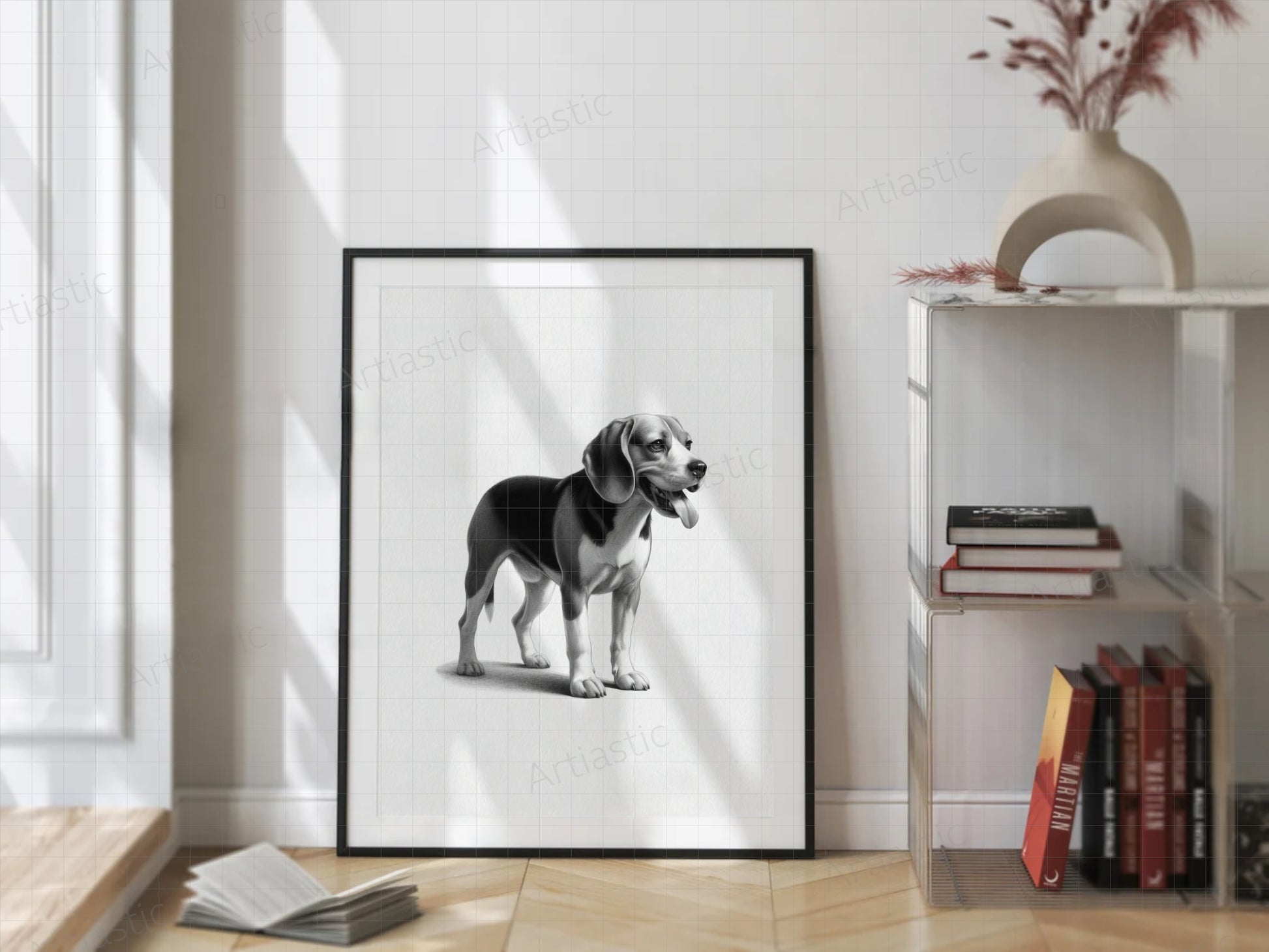 lámina imprimible de un perro beagle para decorar