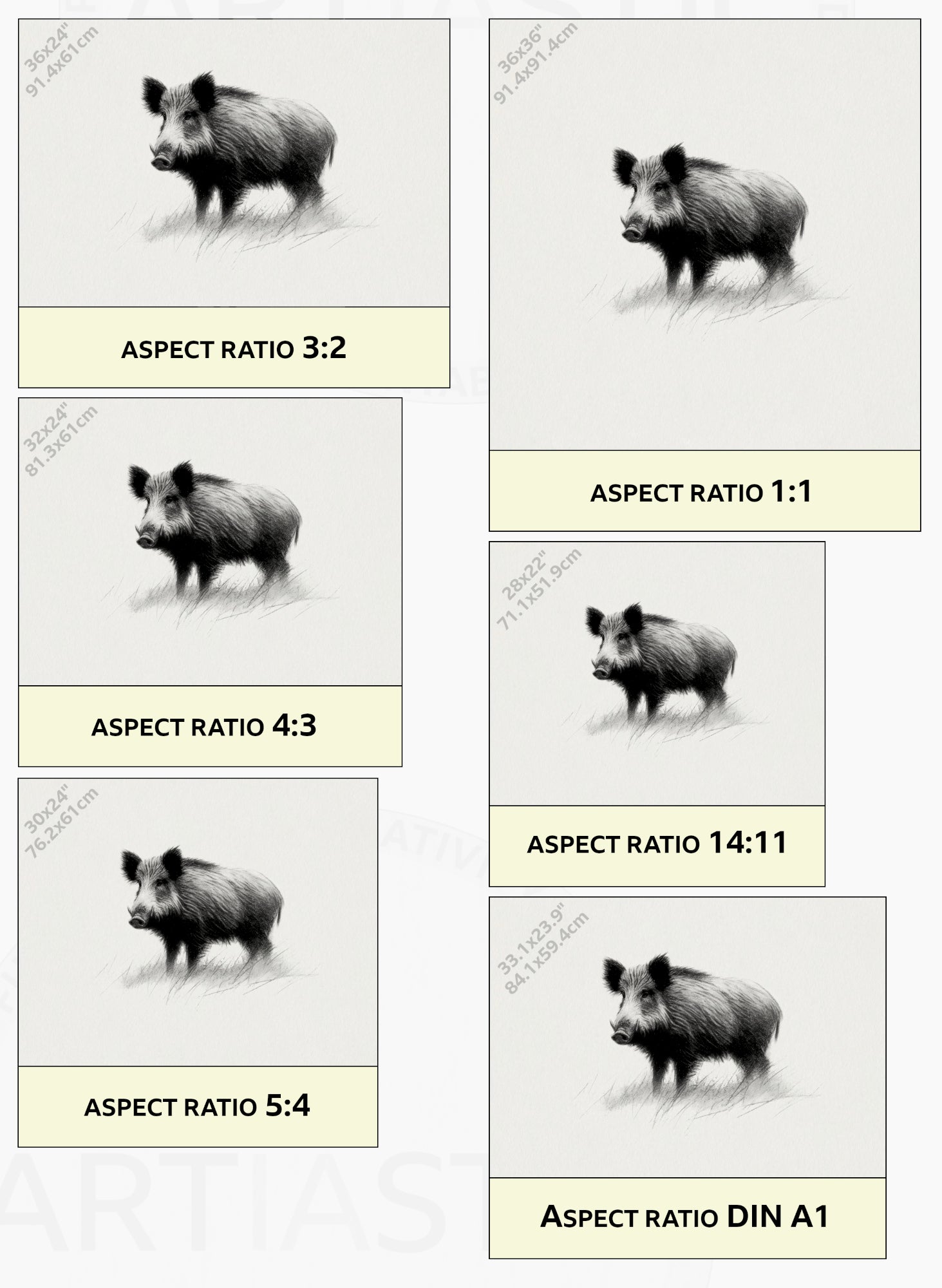 boar printable drawing cheap wall art ratios