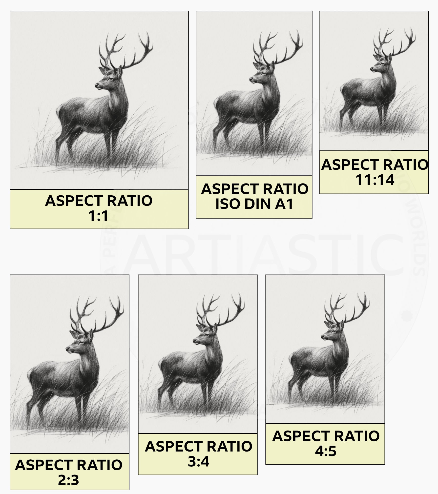 deer printable drawing ratios