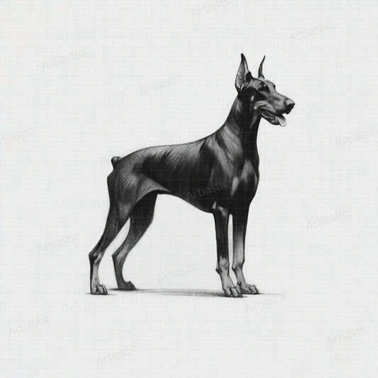 printable drawing charcoal doberman wall art