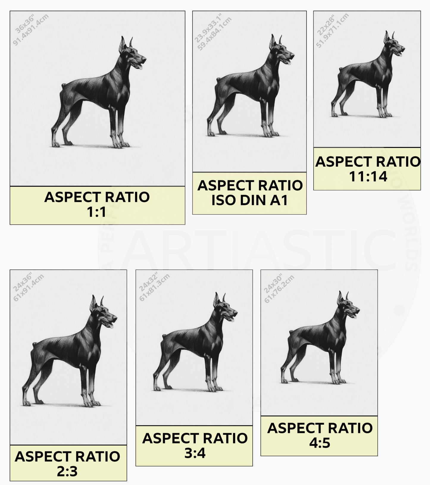 imprimible descargable doberman perro decoración ratios