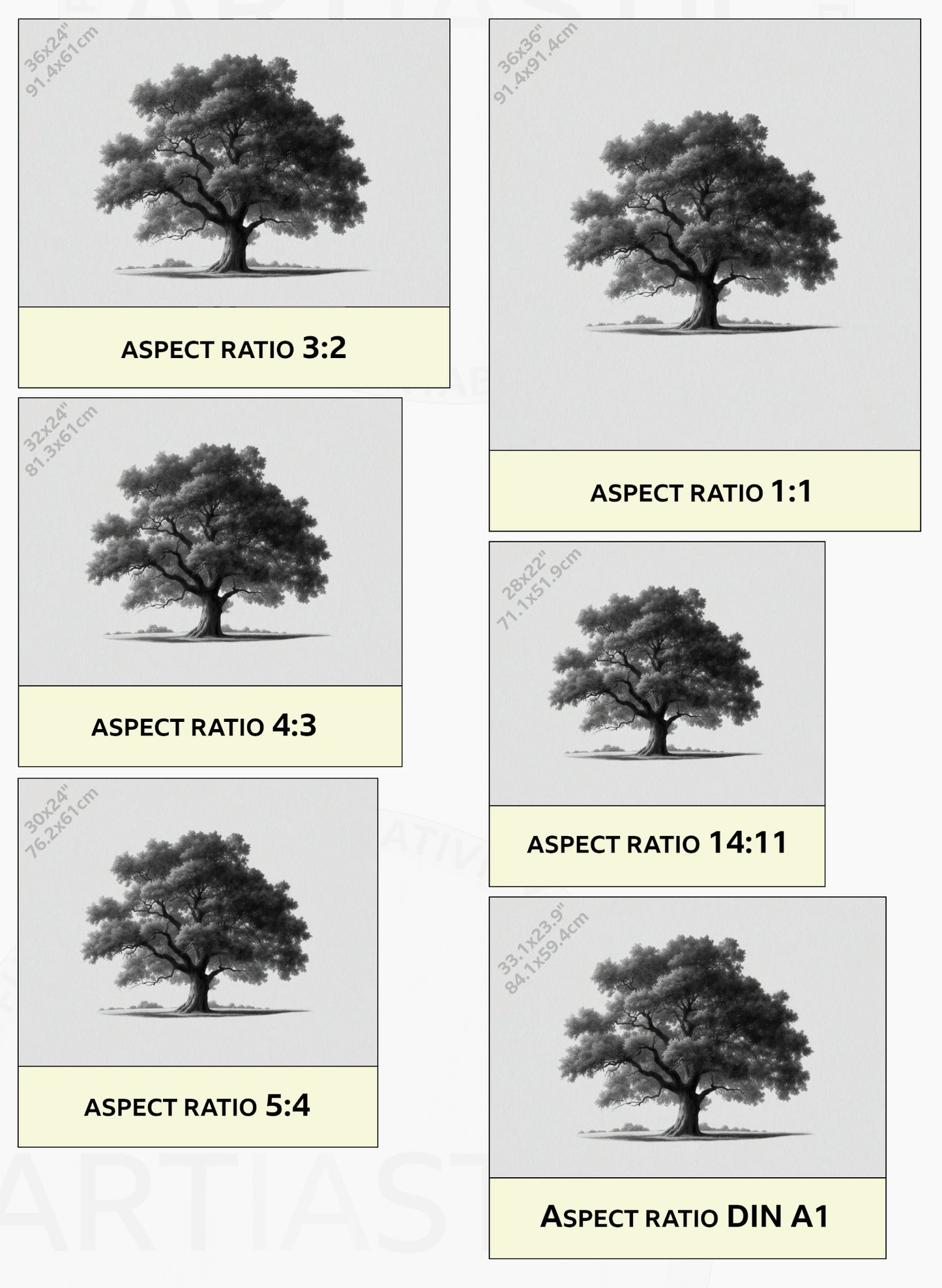 printable minimalist drawing olm oak tree wall art ratios