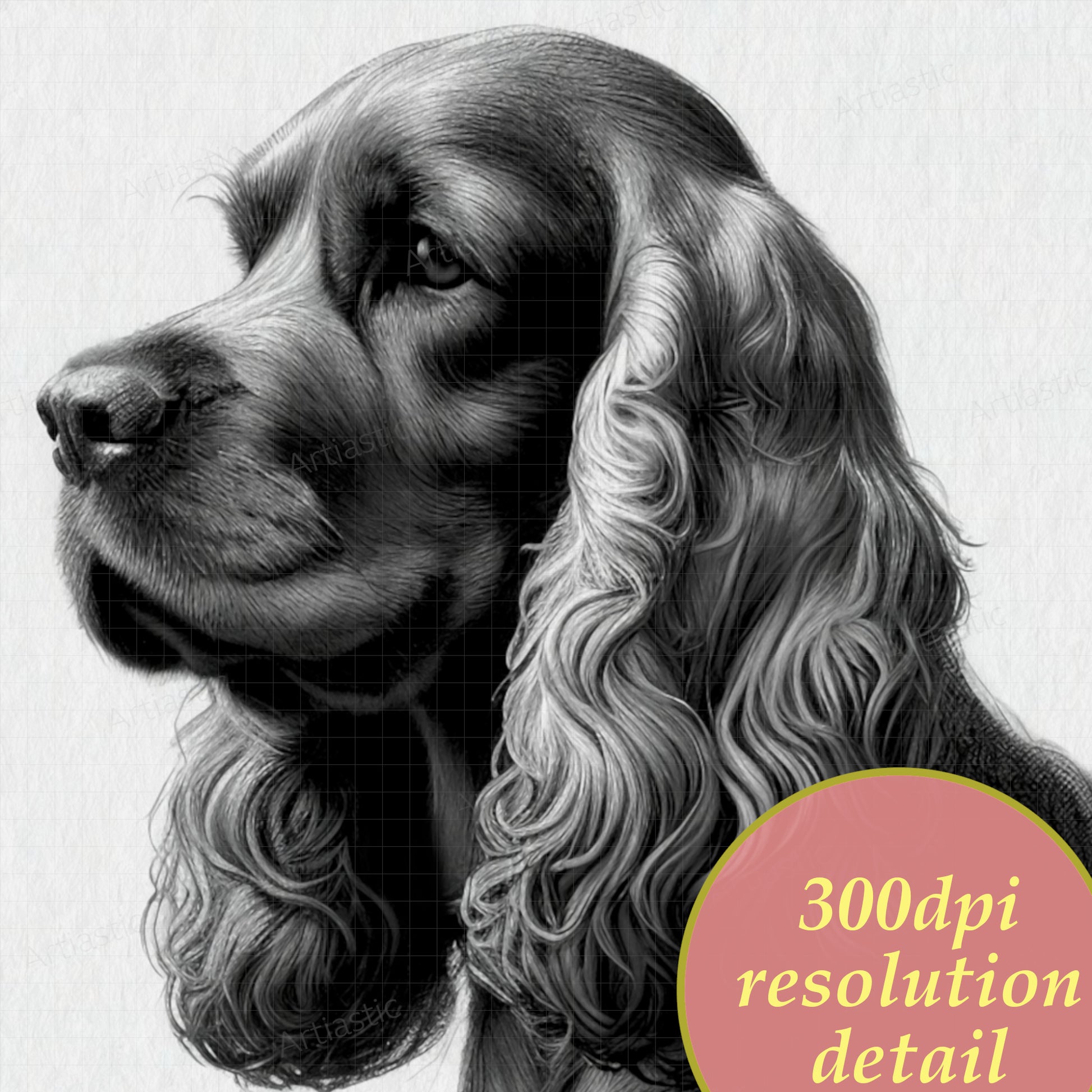 cocker spaniel detail digital ilustration