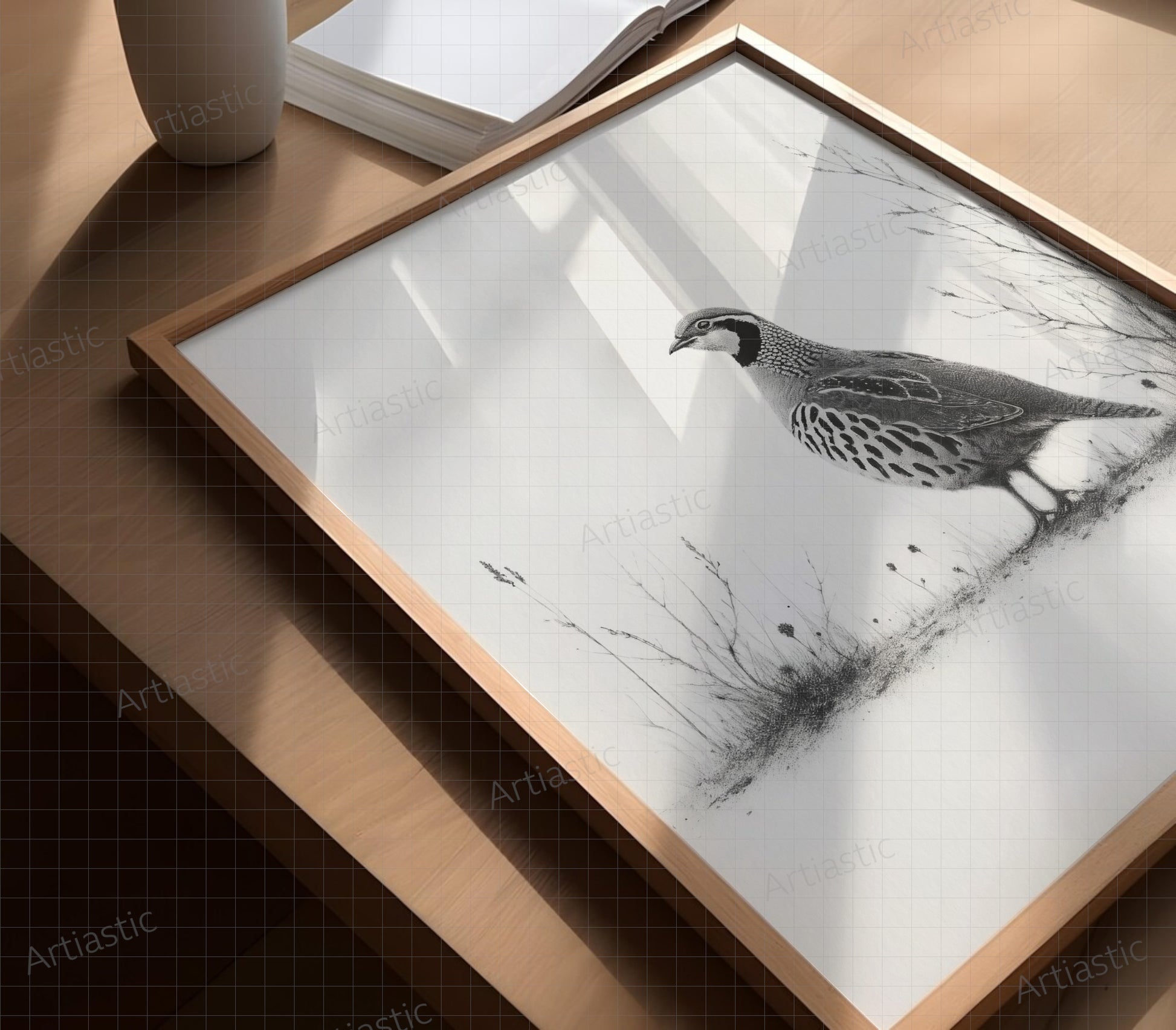 printable of a partridge. charcoal style, Hunting wildlife wall art