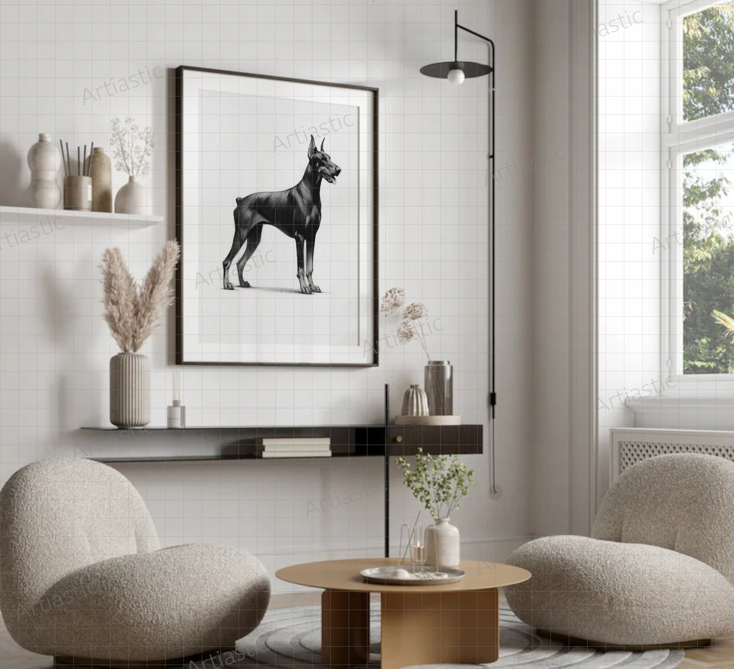 printable drawing doberman wall art