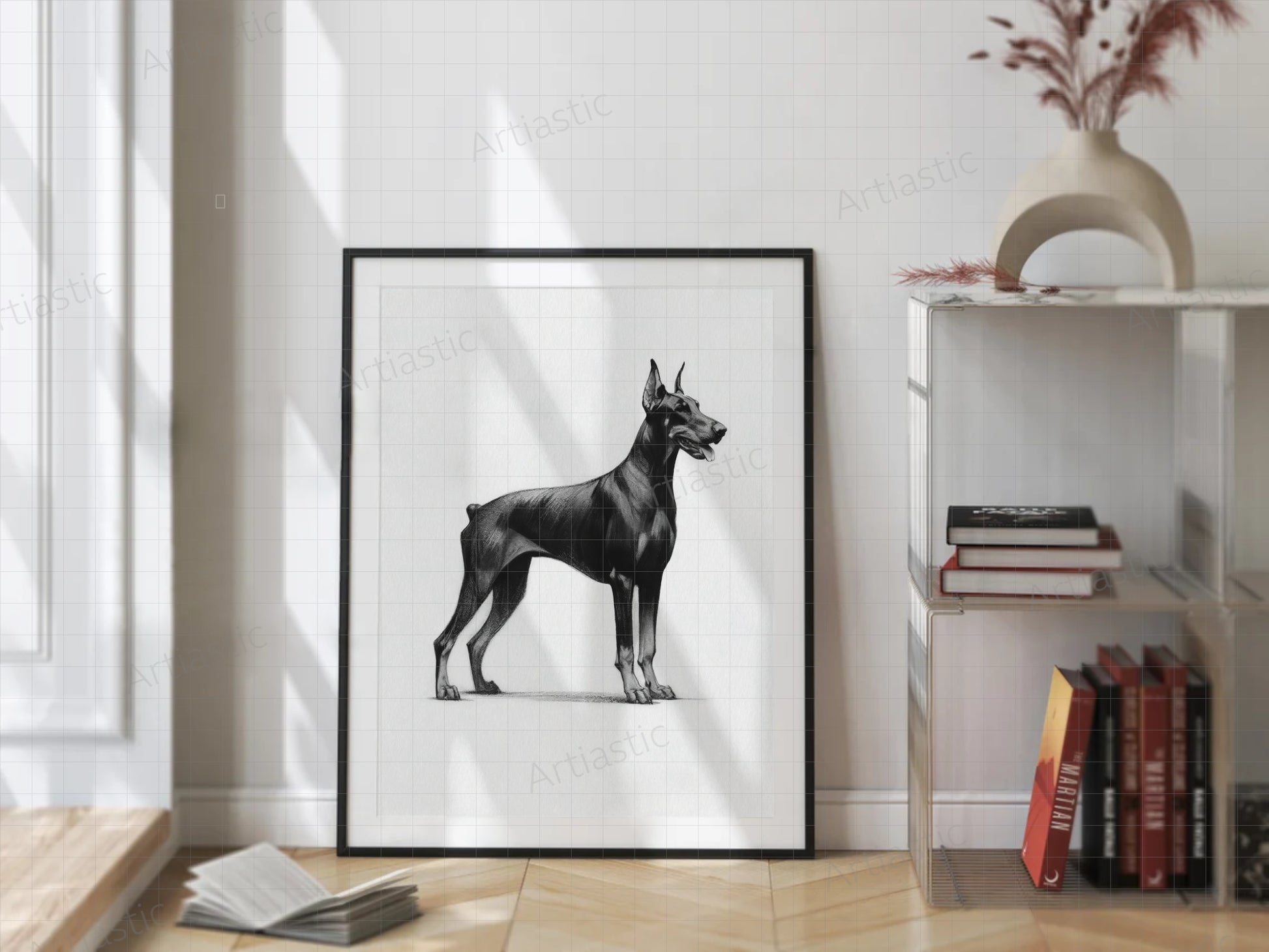 lamina imprimible descargable doberman perro decoración