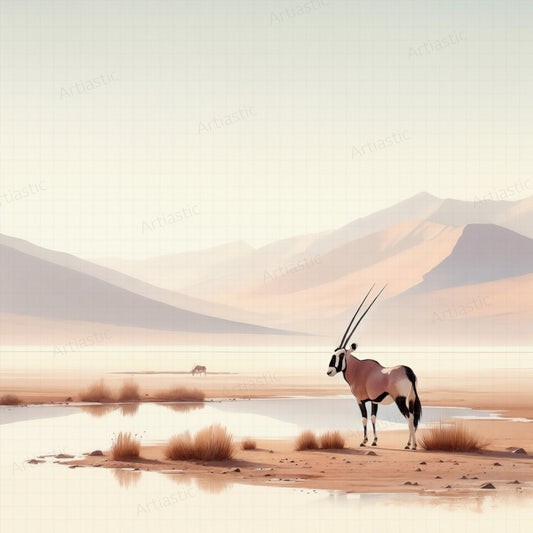 printable watercolor paint of namibia oryx wall art