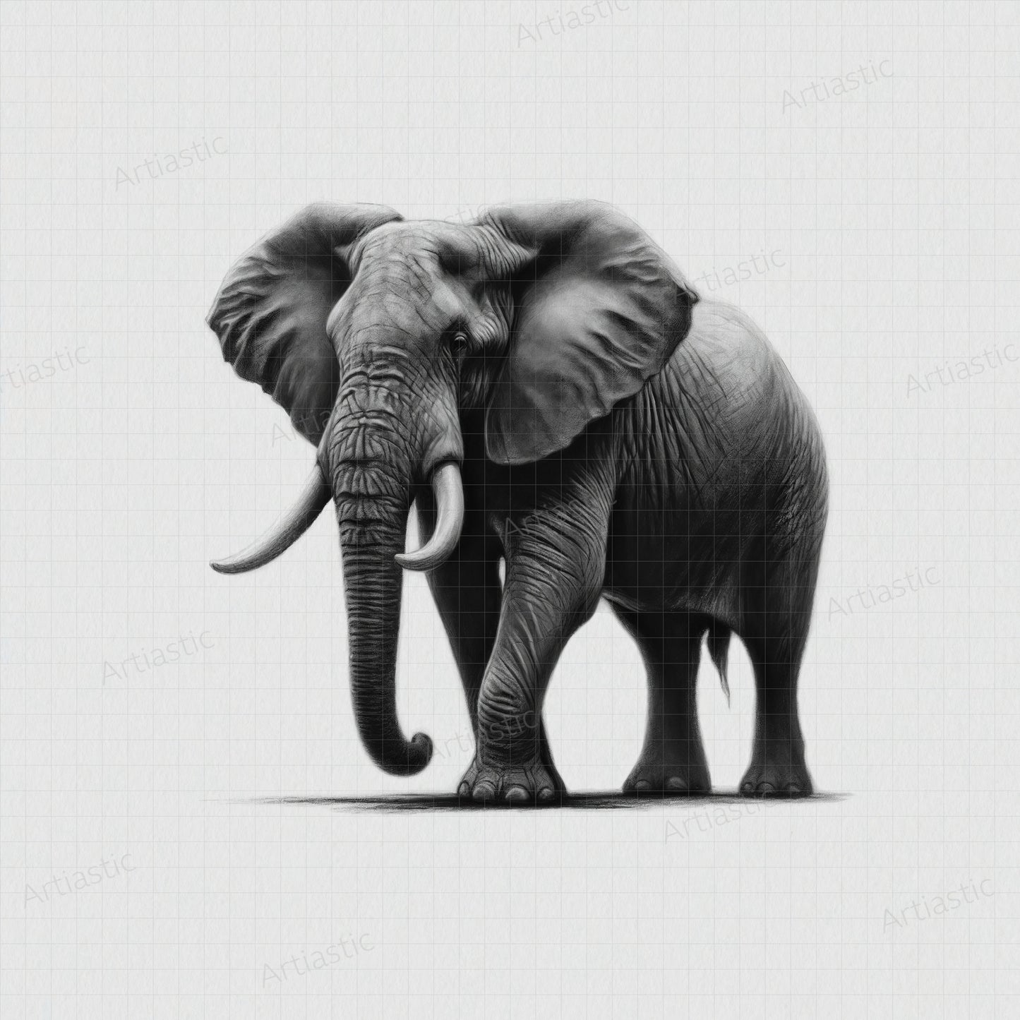 charcoal drawing printable elephant