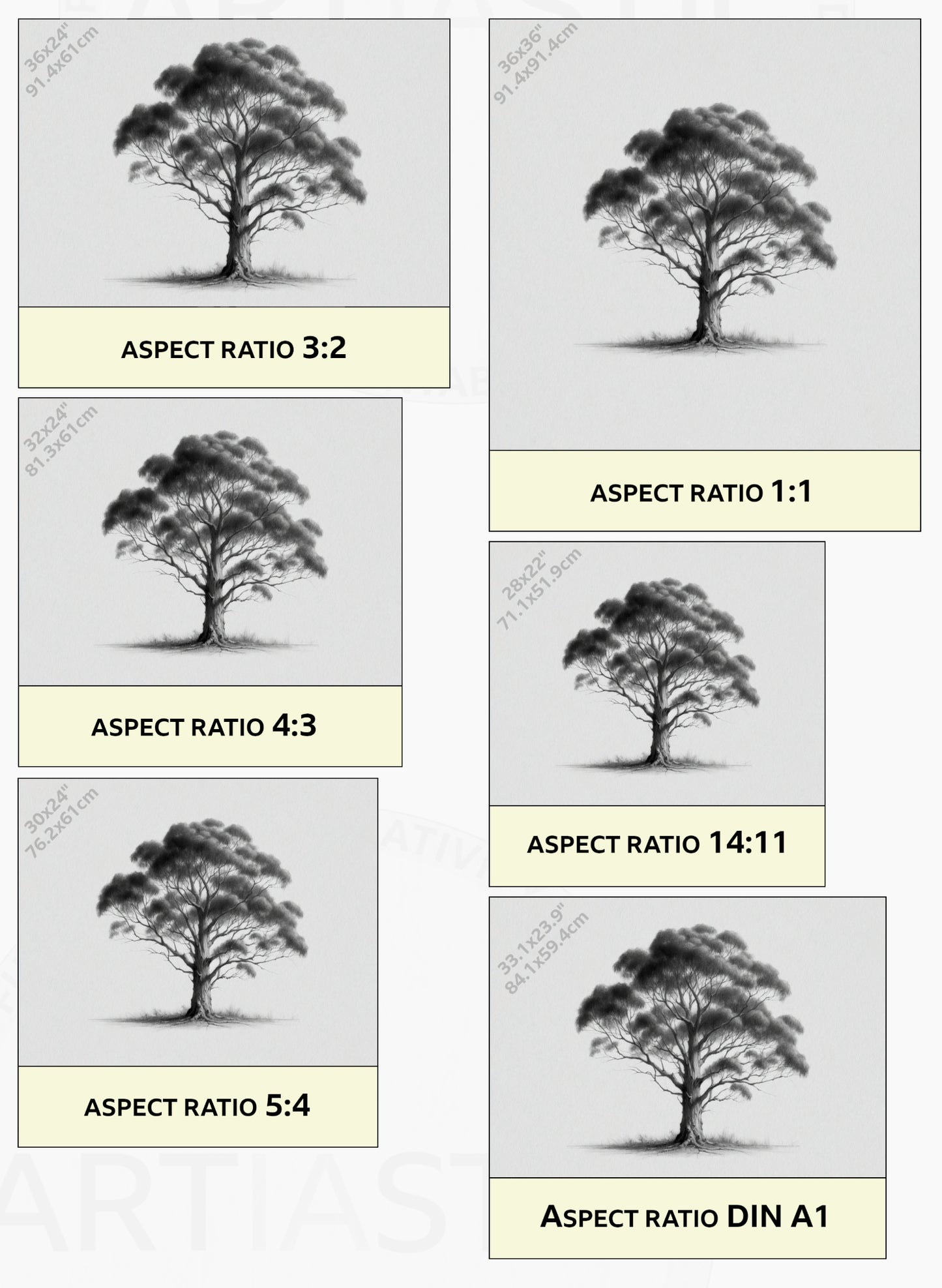 printable drawing minimalist eucaliptus tree ratios