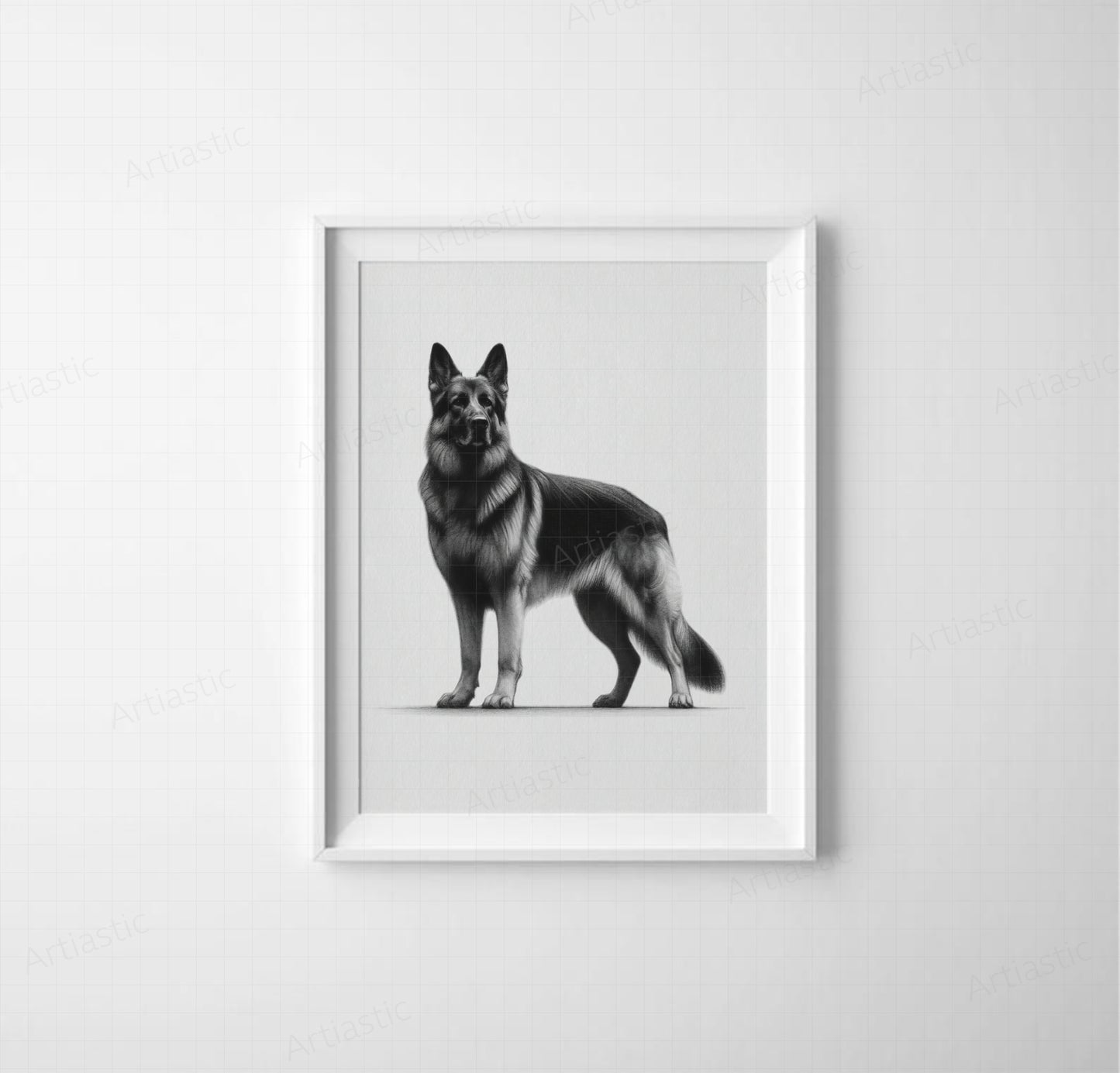 german shepherd drawing framed