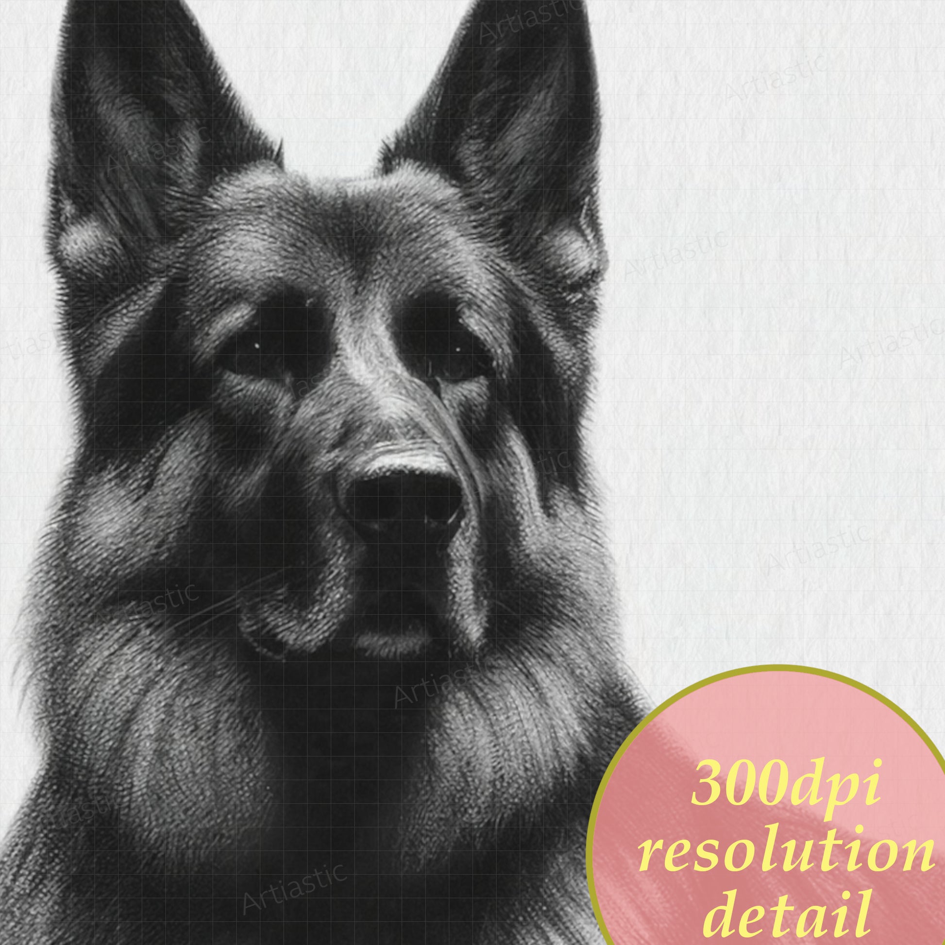 german shepherd digital drawing detail high-quality