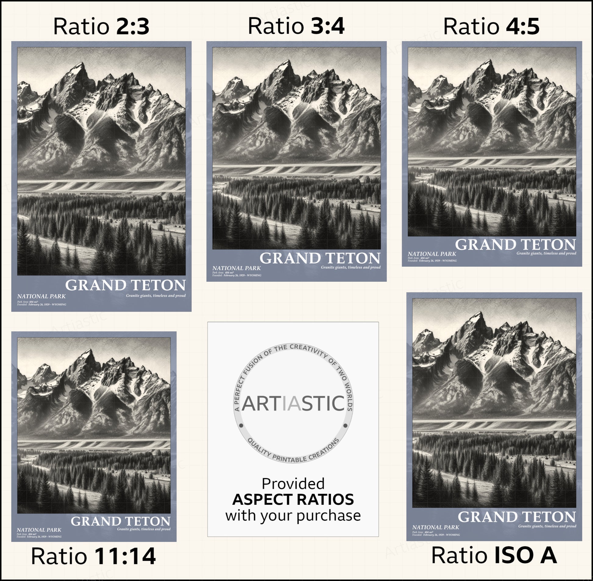 grand teton national park poster aspect ratios