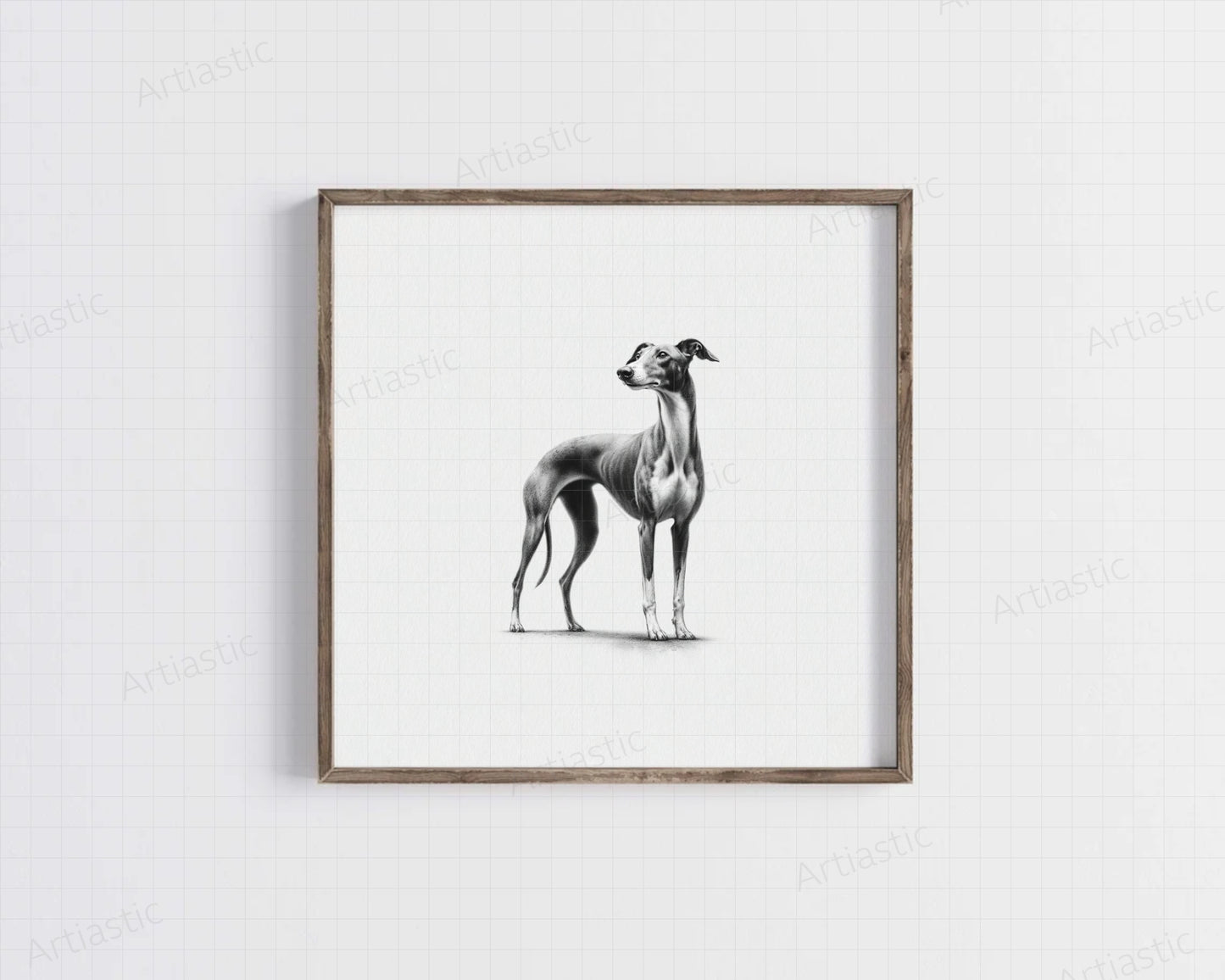 arte digital de pared de perro galgo