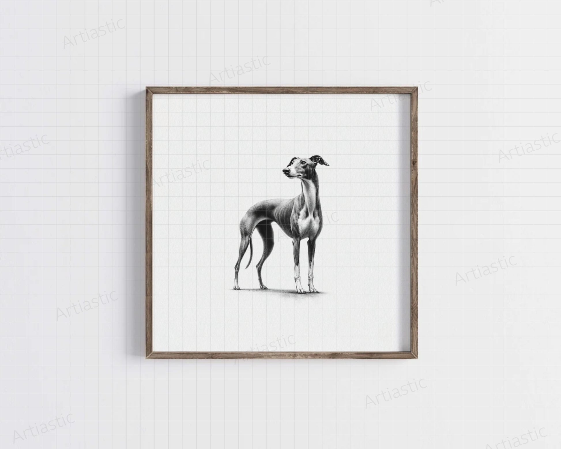 arte digital de pared de perro galgo