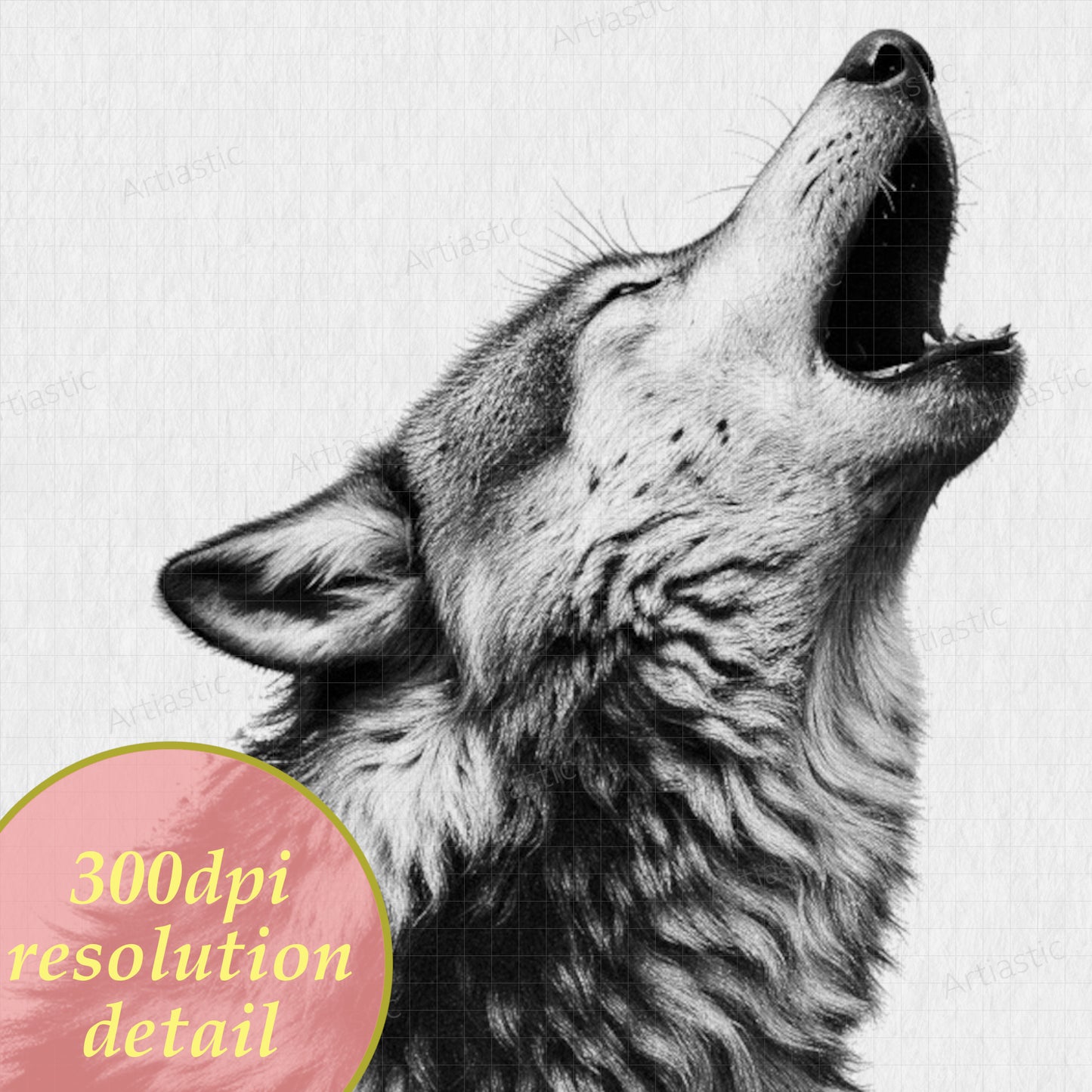 howling wolf digital wall art 300dpi