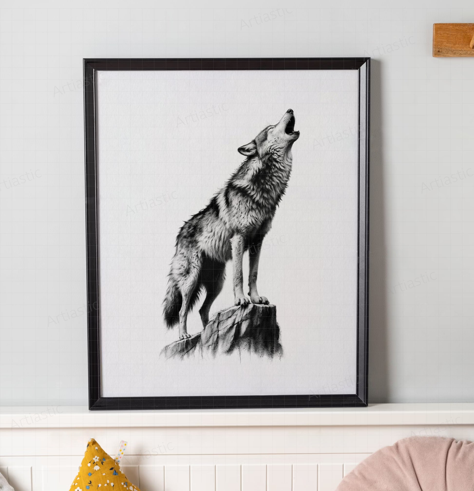 howling wolf digital wall art