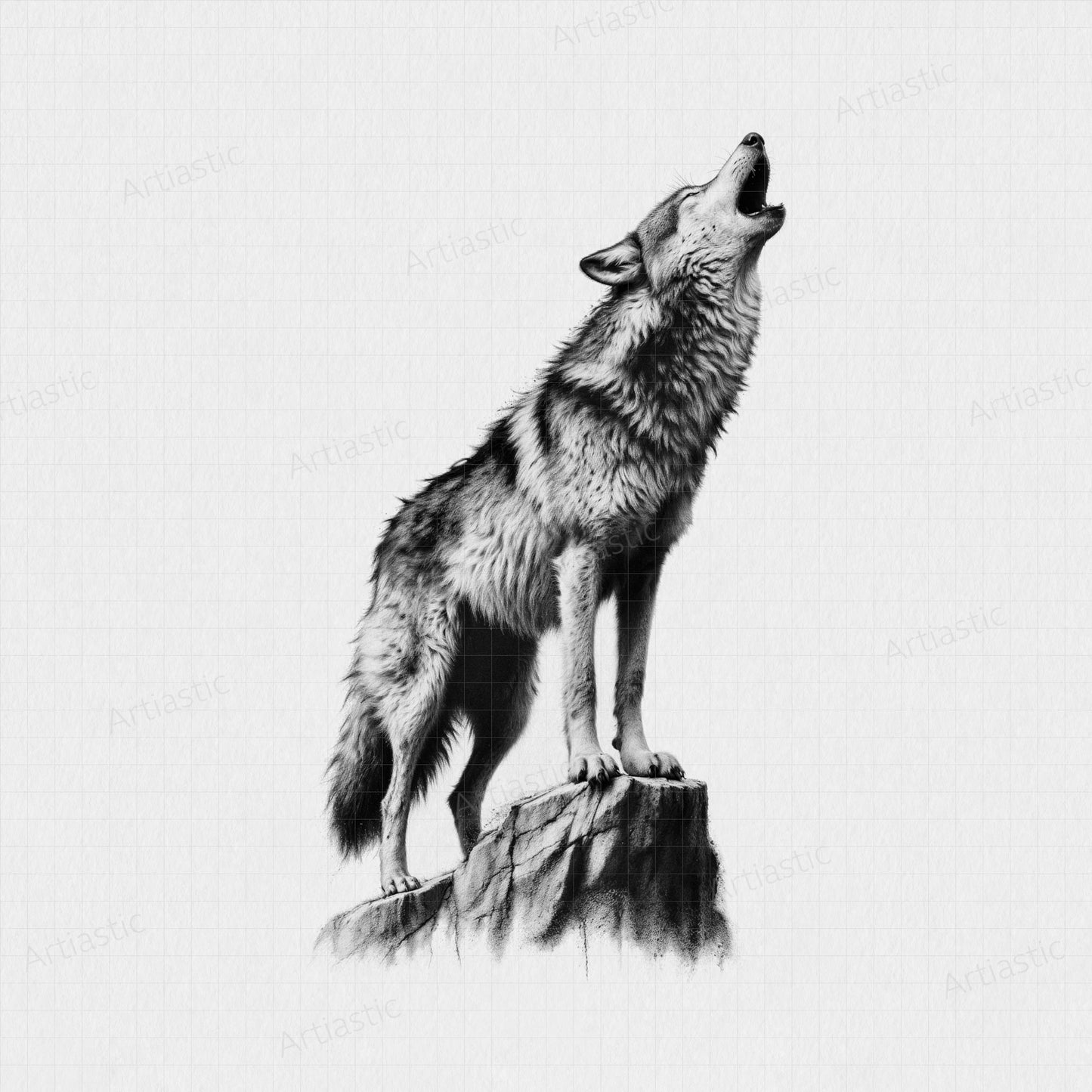 howling wolf digital wall art