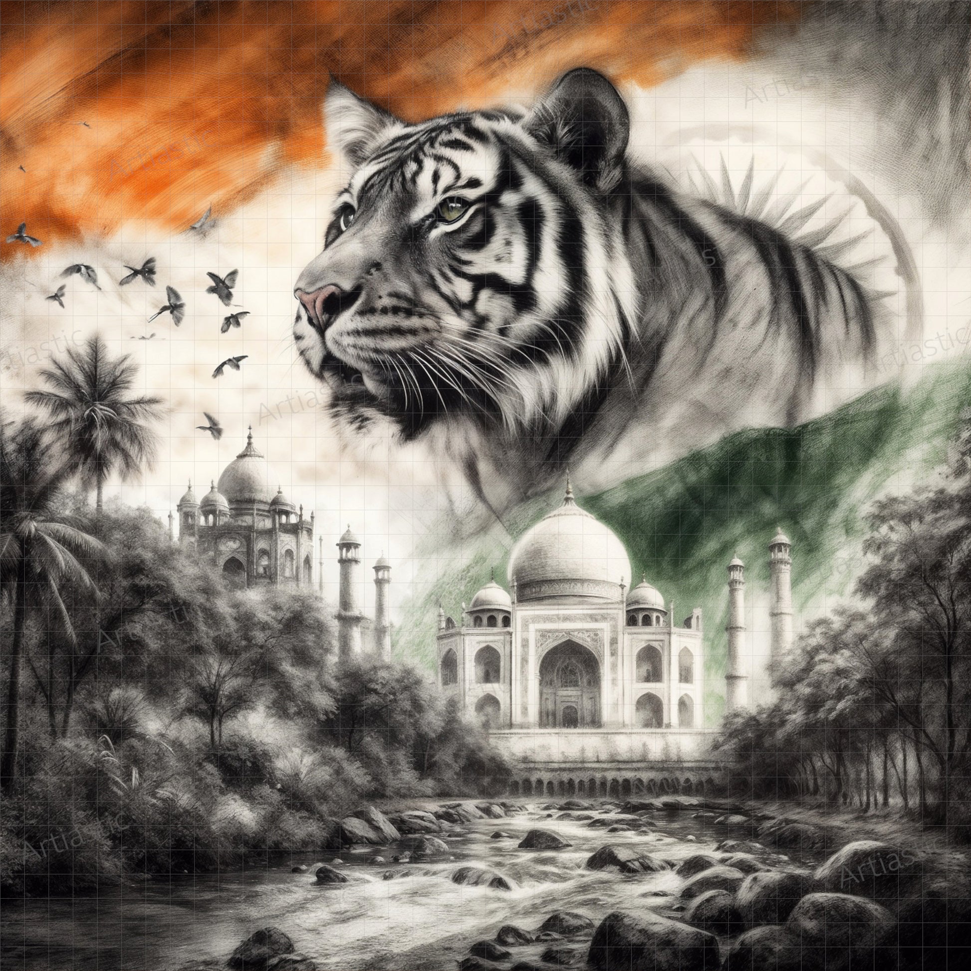 patriotic digital drawing of India