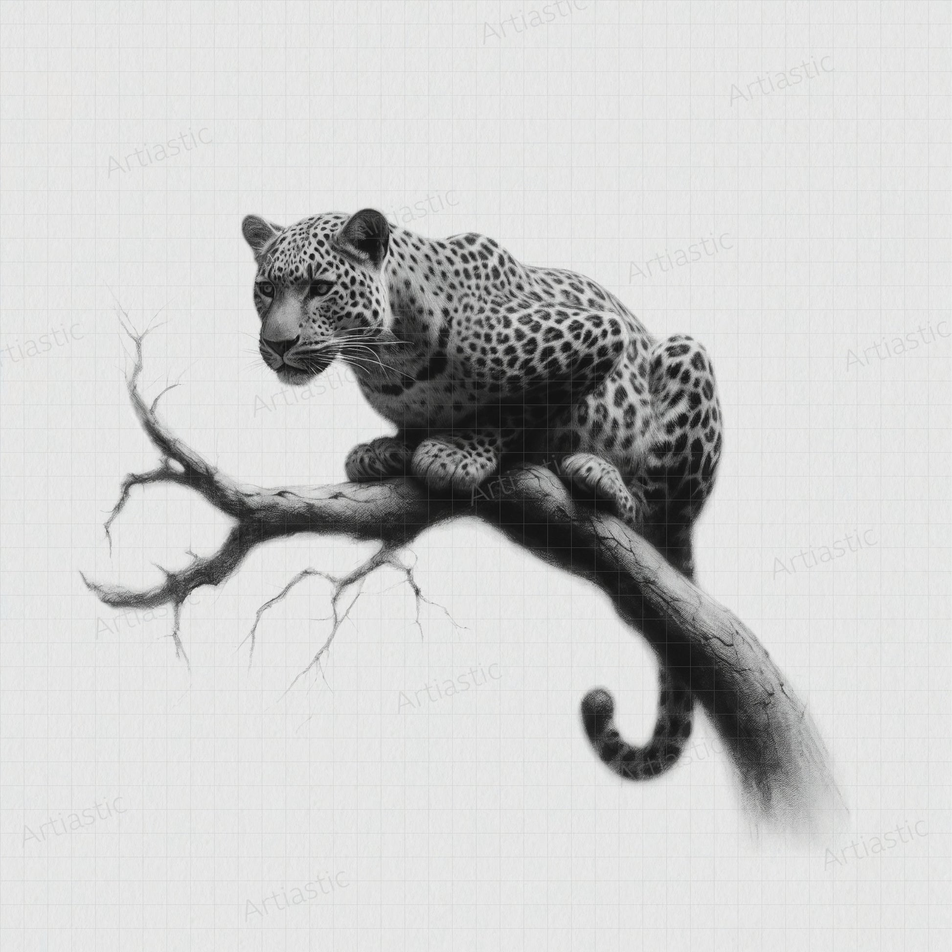 charcoal drawing of a leopard