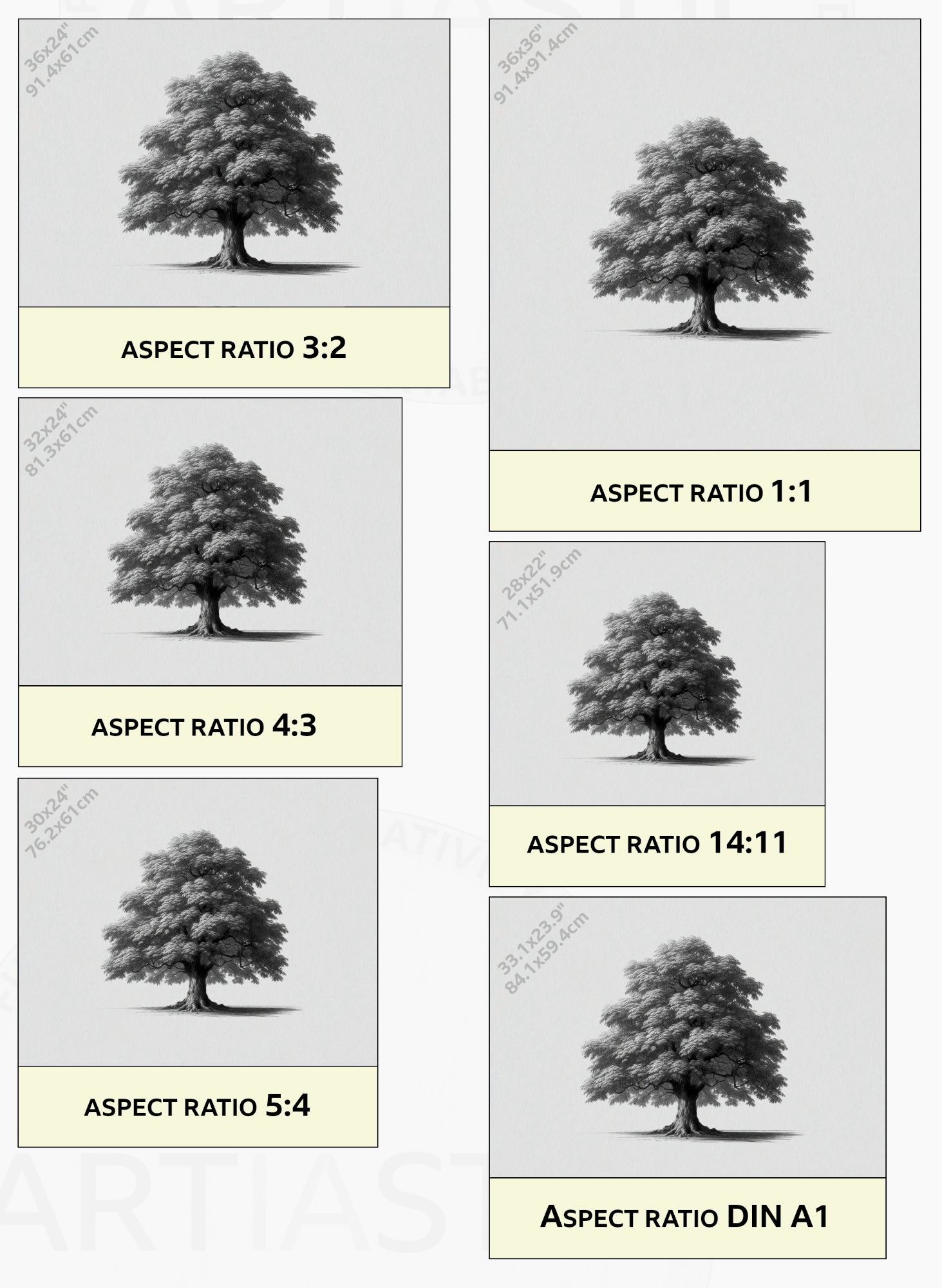 chesnut tree printable drawing wall art ratios